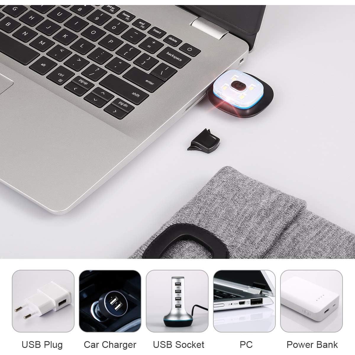 Gorro LED YunTuo unisex con luz recargable USB naranja