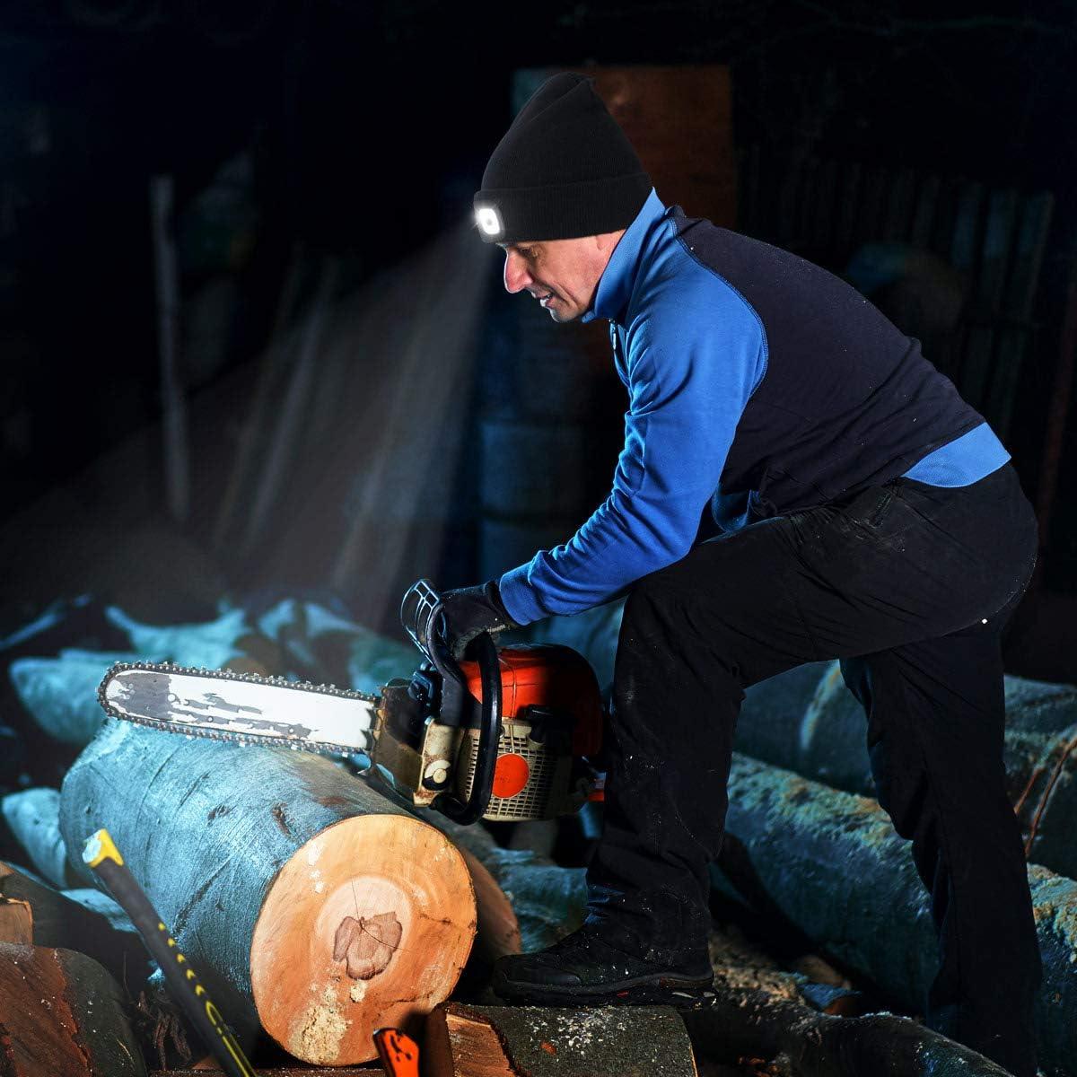 Gorro LED YunTuo unisex con luz recargable USB naranja