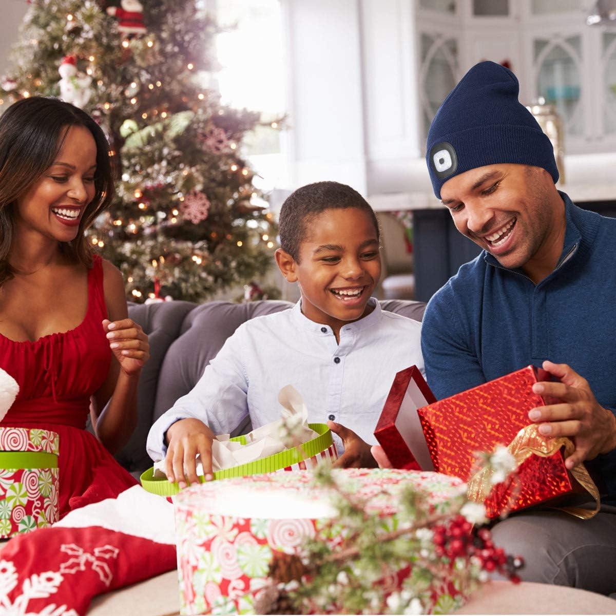 Gorro LED YunTuo unisex con luz recargable USB naranja