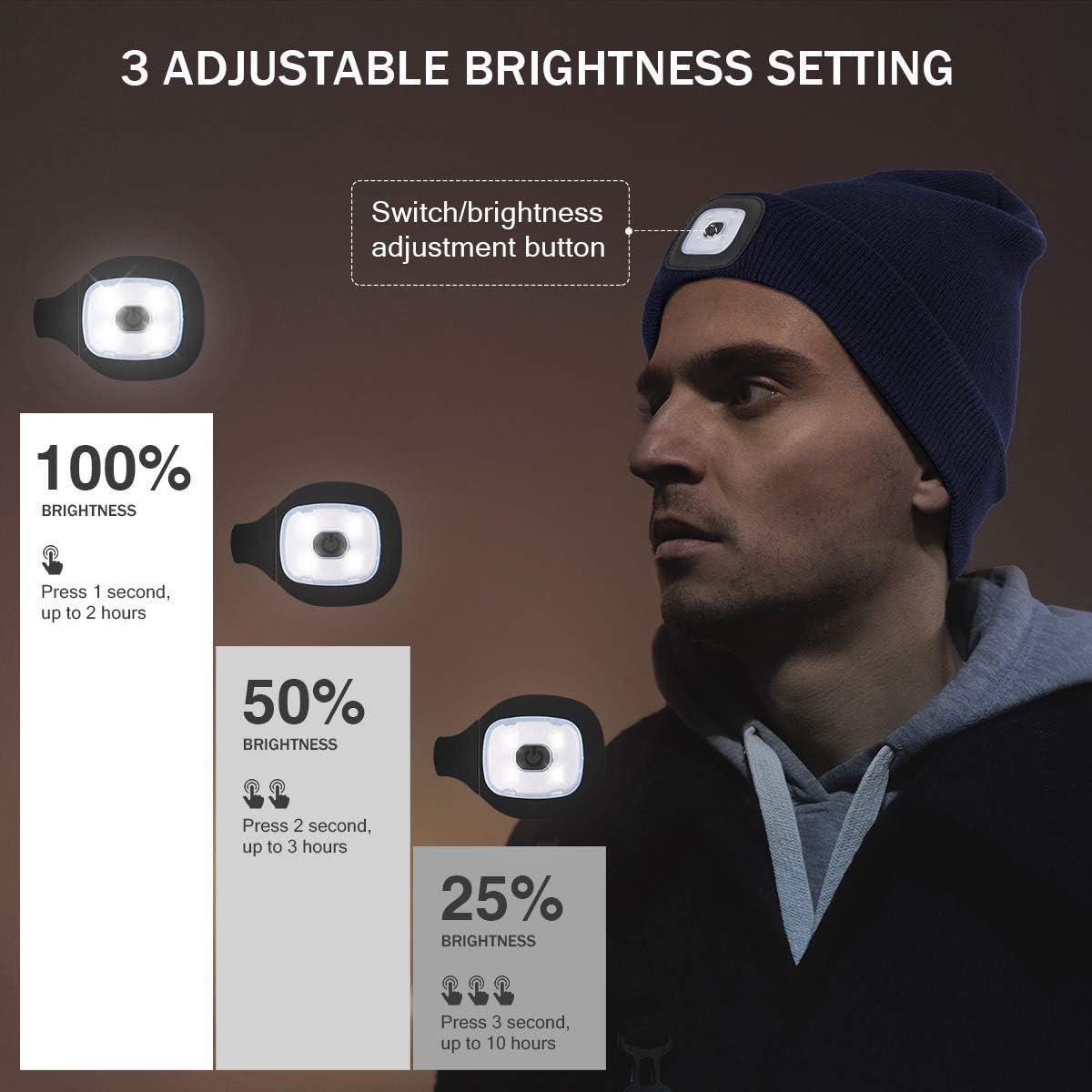 Gorro LED YunTuo unisex con luz recargable USB naranja