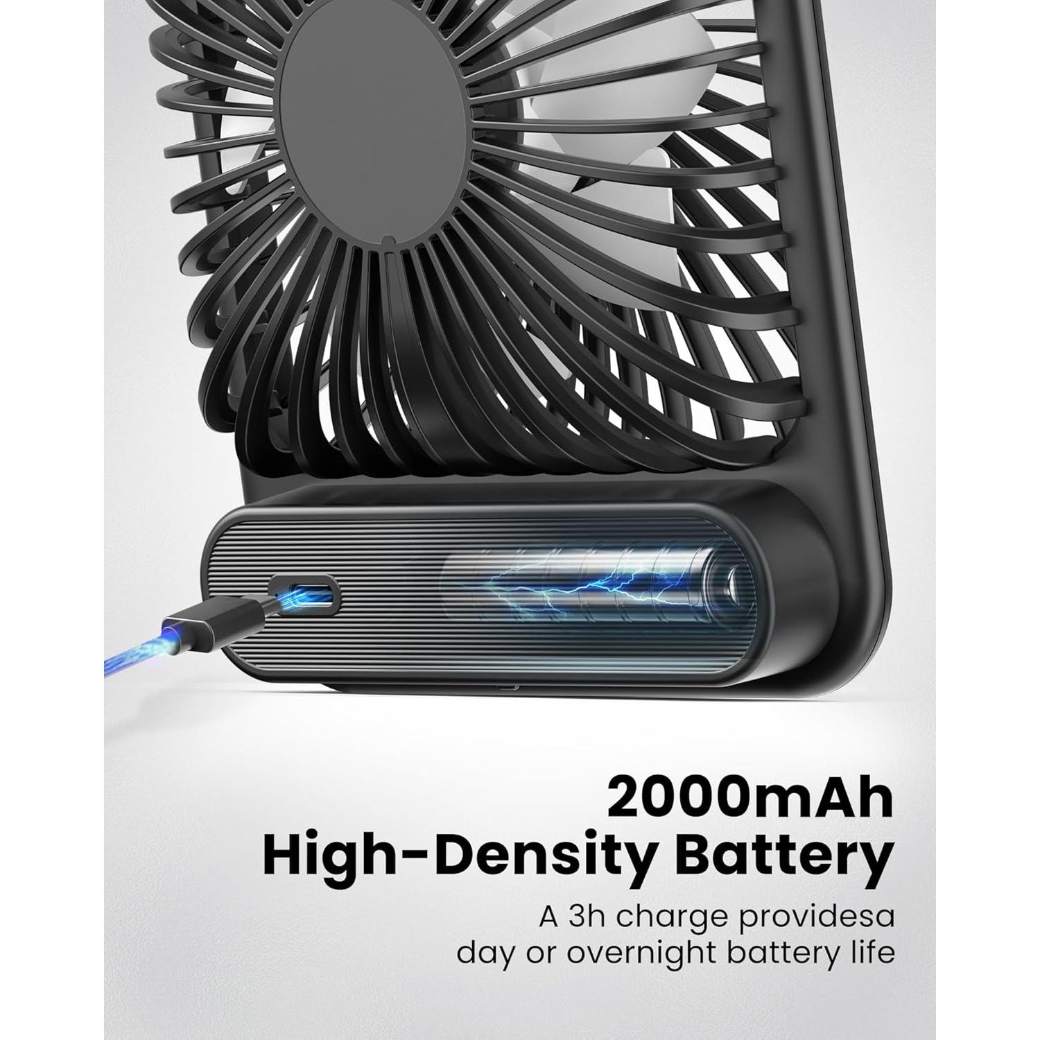 Ventilador de Escritorio Koonie 5" Silencioso 2000mAh USB