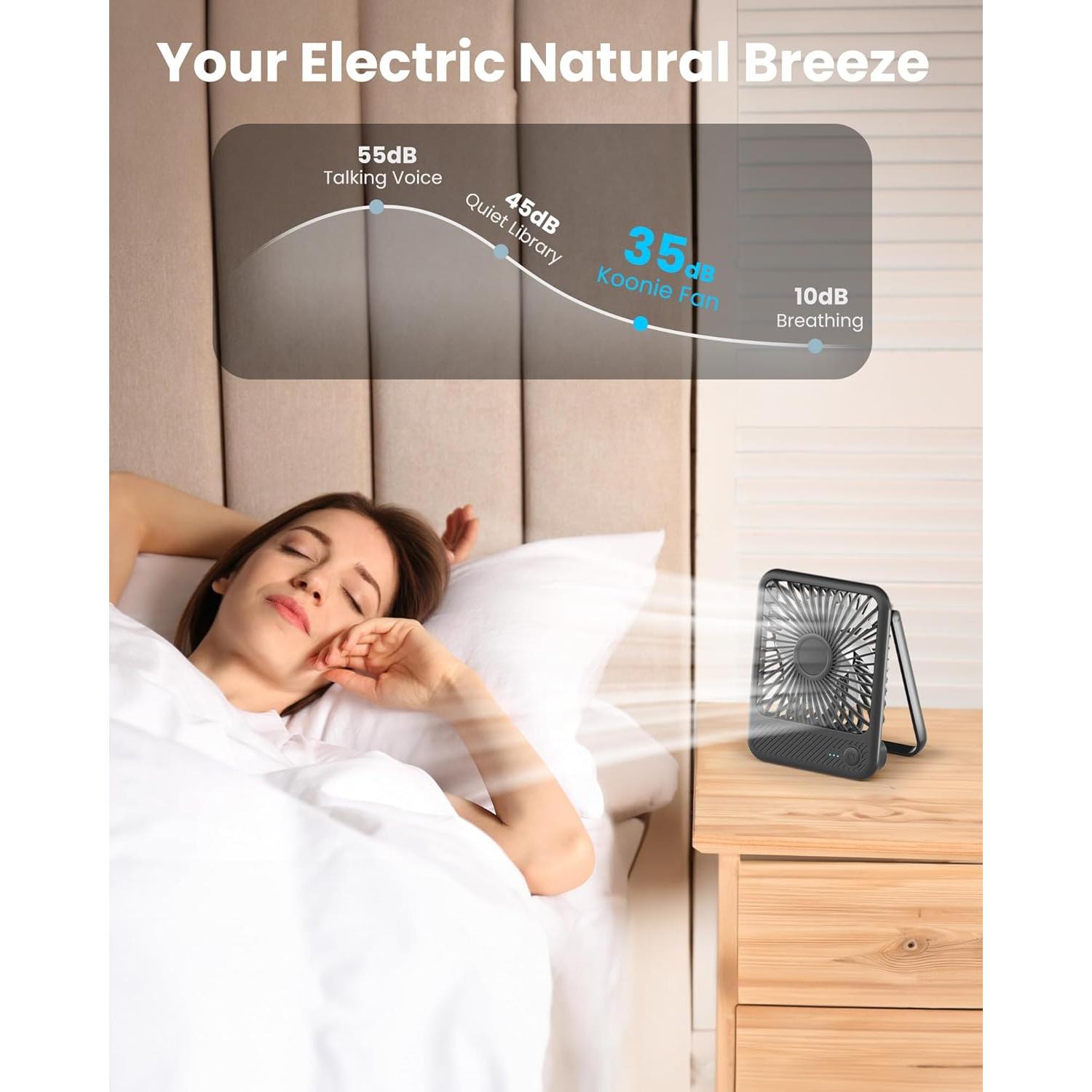 Ventilador de Escritorio Koonie 5" Silencioso 2000mAh USB