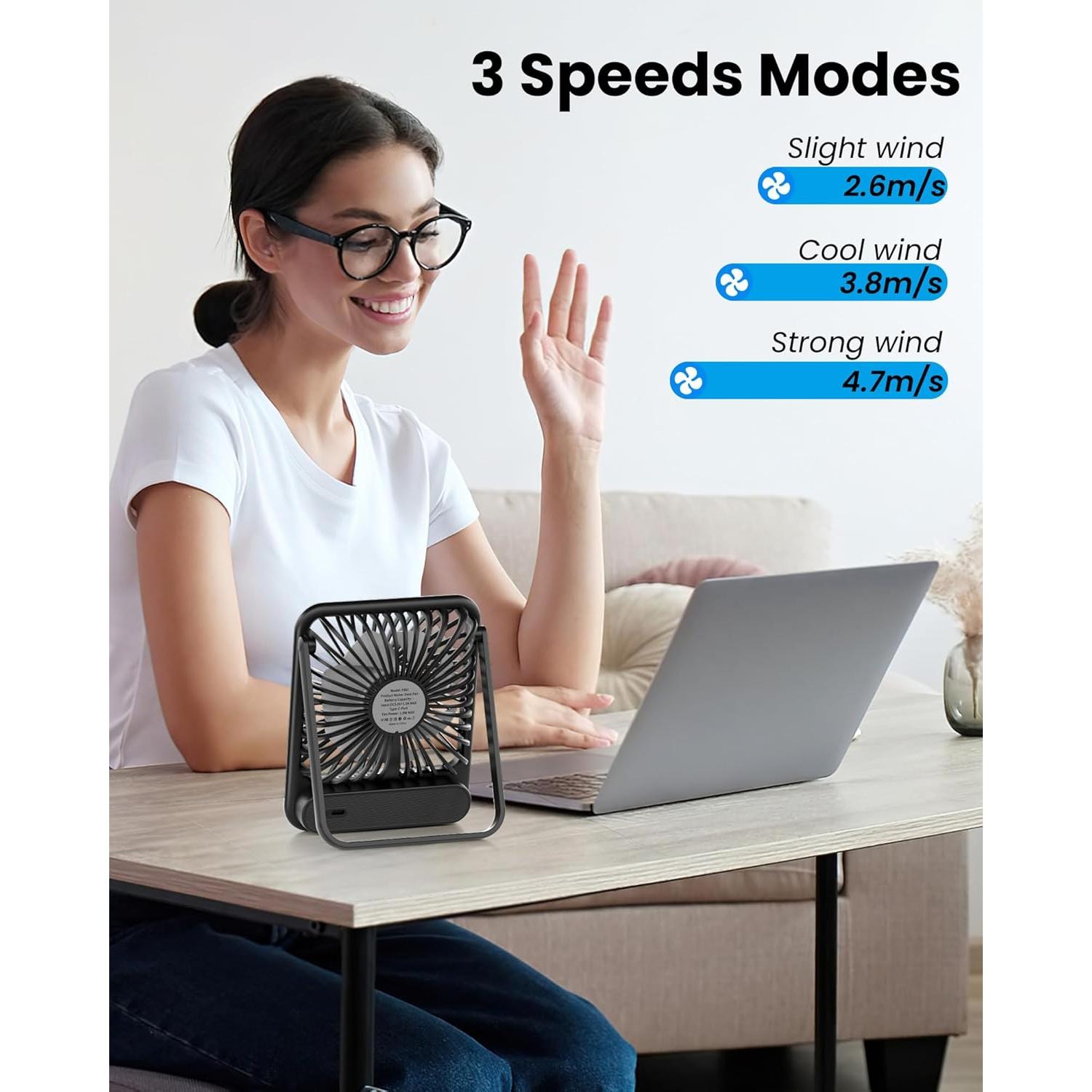 Ventilador de Escritorio Koonie 5" Silencioso 2000mAh USB