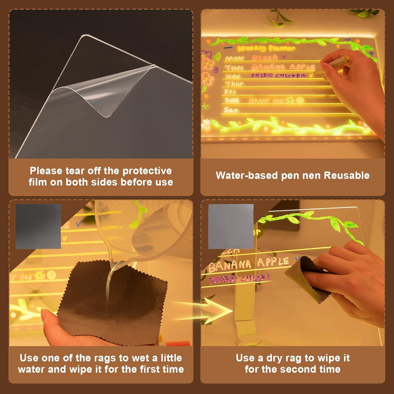 Tablero de Borrado en Seco LED Mouzakon 30x20 cm 7 Colores