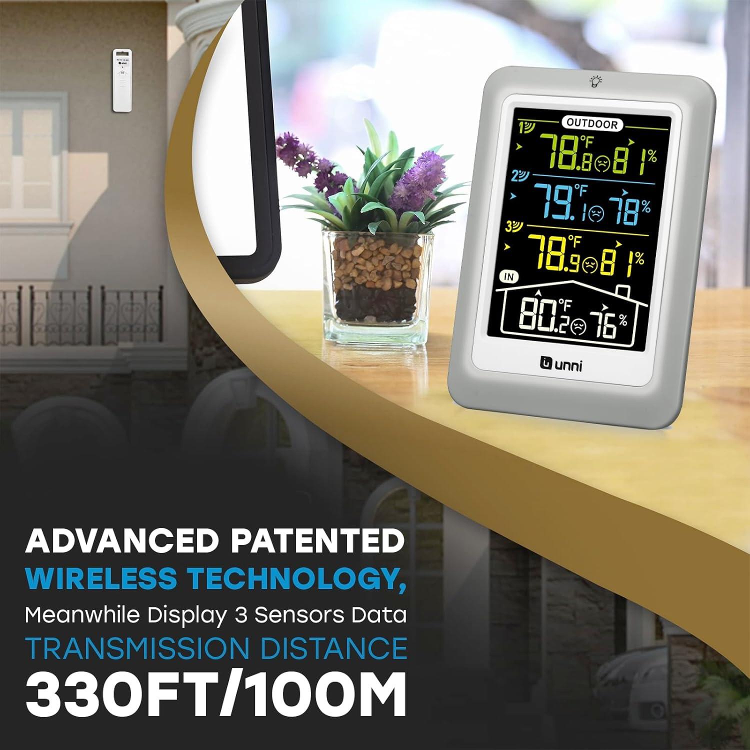 Termómetro Inalámbrico U UNNI UN0582CS con 3 Sensores y Pantalla 4.5"