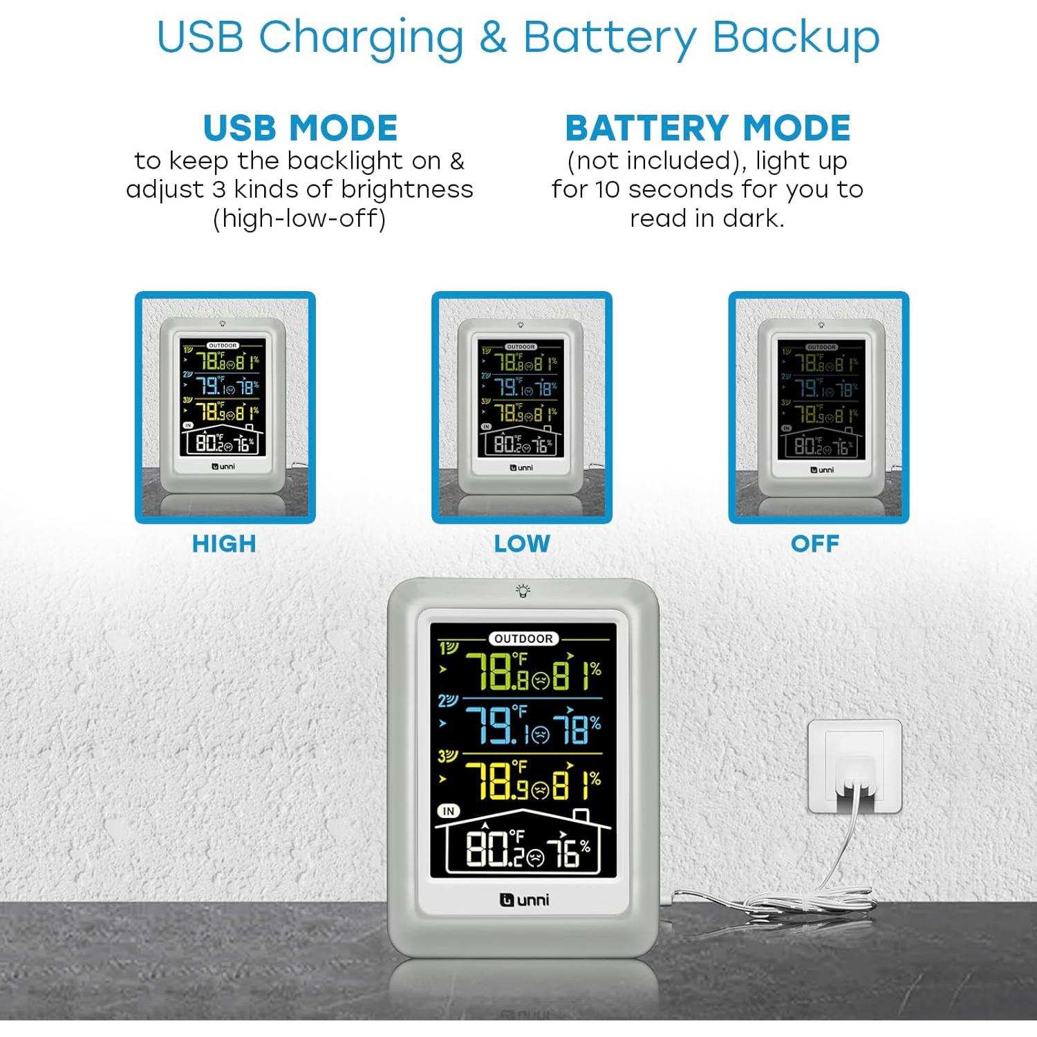 Termómetro Inalámbrico U UNNI UN0582CS con 3 Sensores y Pantalla 4.5"
