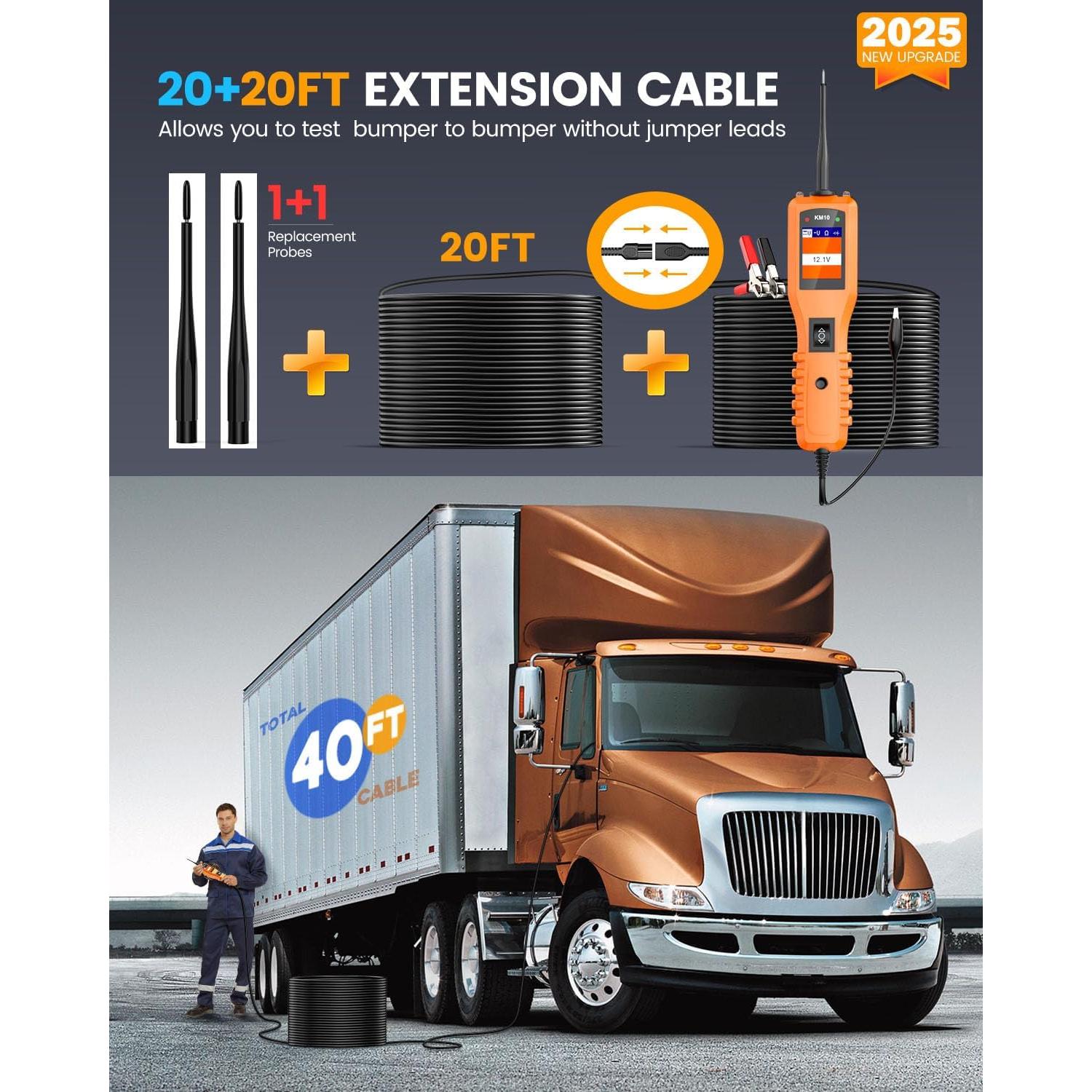 KZYEE KM10 Probador de Circuito Automotriz 12V/24V con 40FT