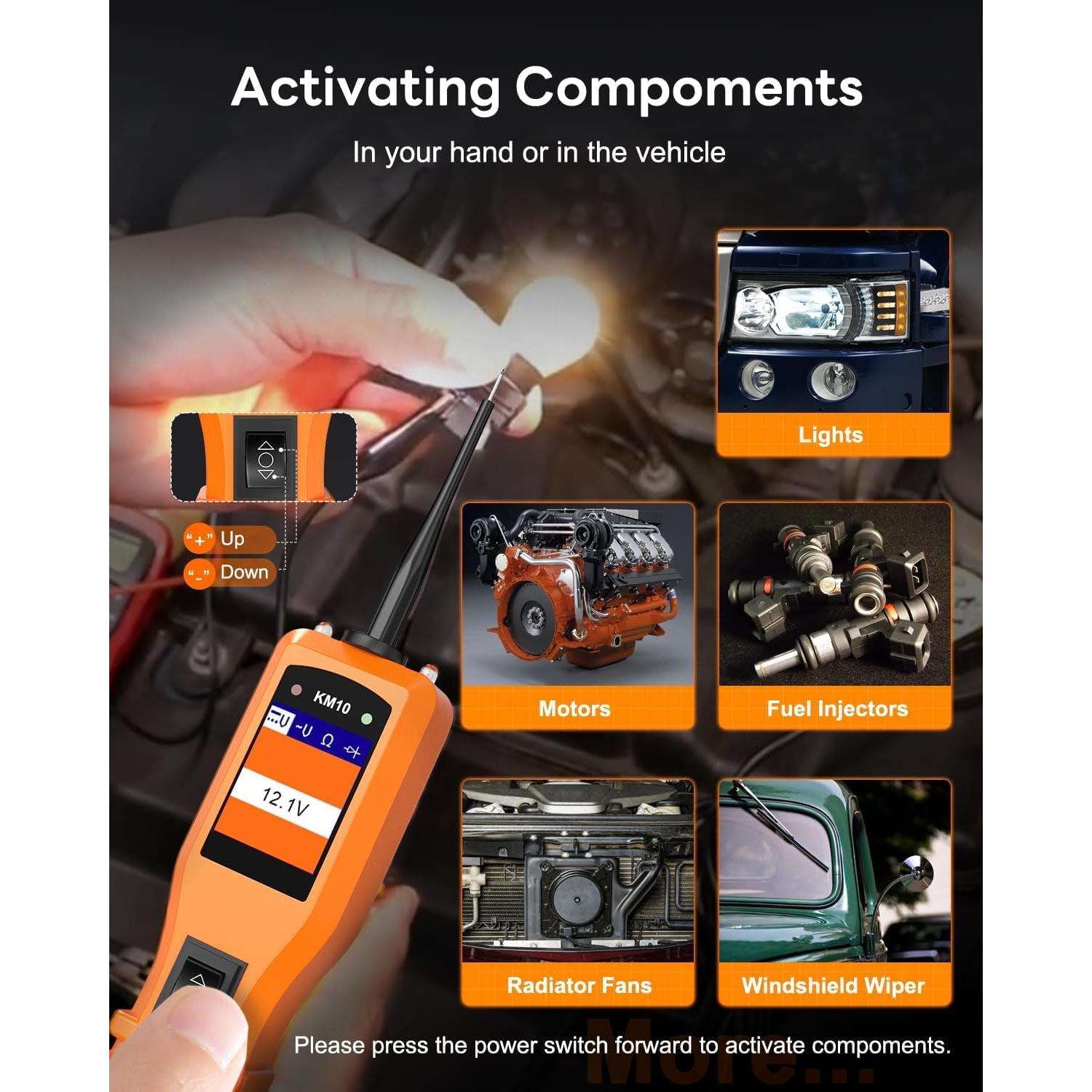 KZYEE KM10 Probador de Circuito Automotriz 12V/24V con 40FT