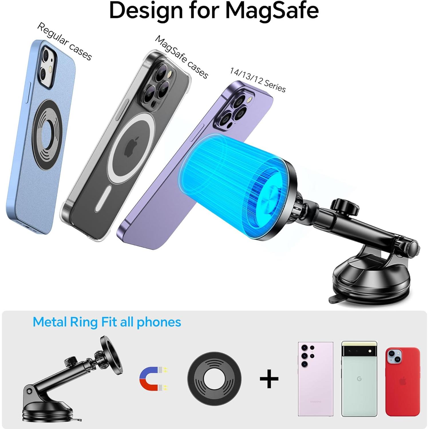 Soporte de Coche MagSafe Coolpow Ajustable 360° Negro