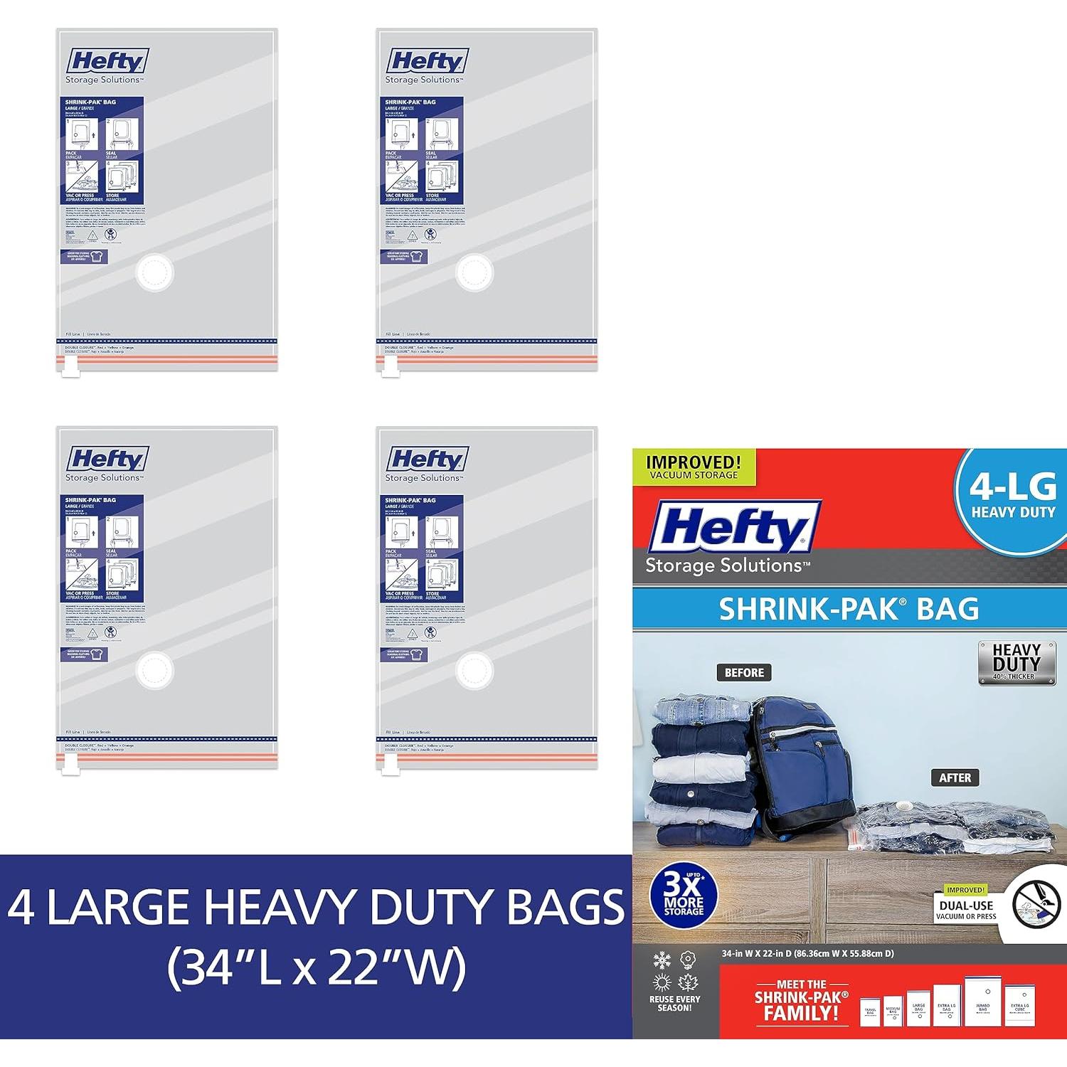 Bolsas de Almacenamiento al Vacío Hefty SHRINK-PAK - 4 Grandes 86x56cm