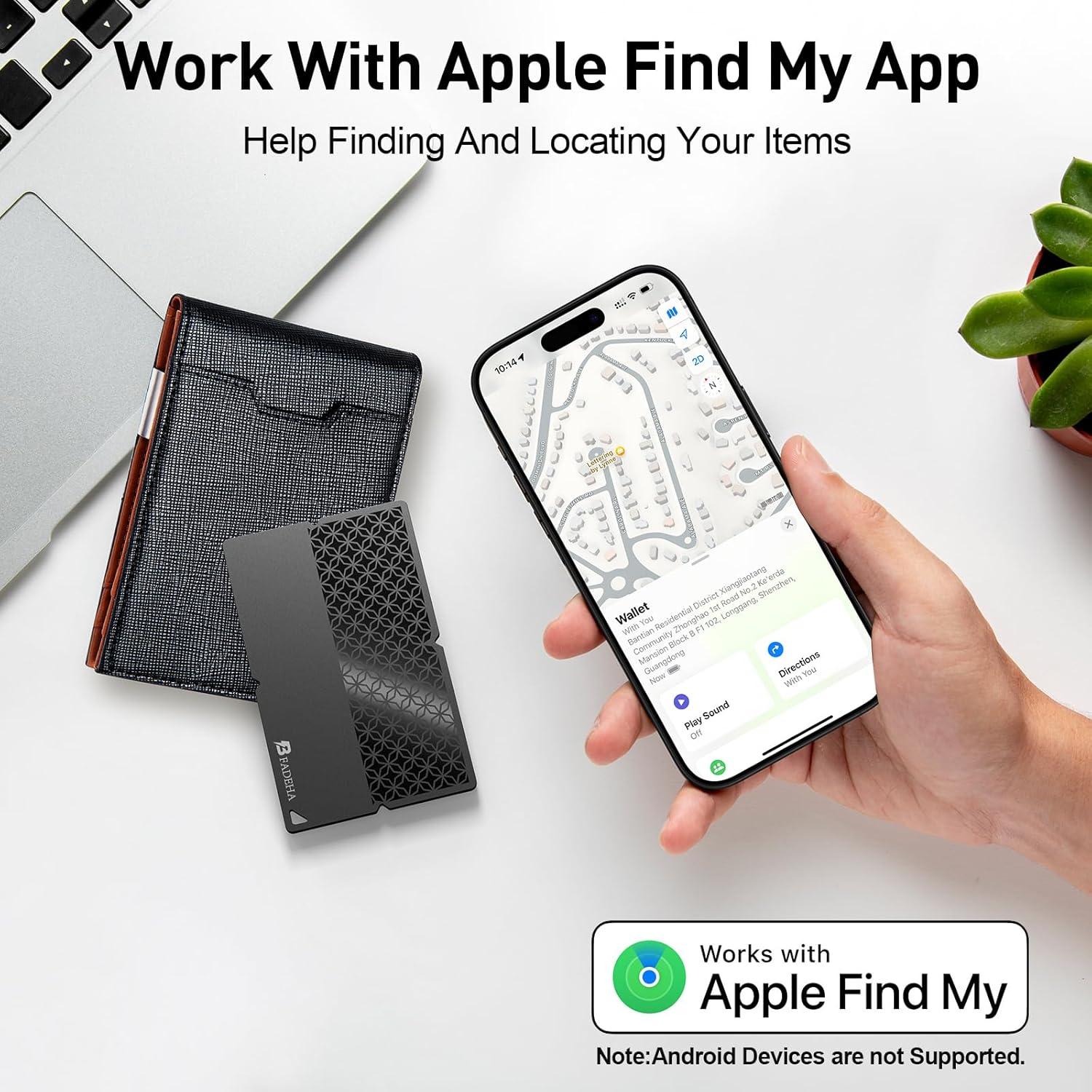 [Apple MFi Certified] Air-Tags (iOS Only) Bluetooth Tracker with Apple Find My, iPhone Smart Card Wallet Finder GPS Tracker, 5-10 Years Battery, Keys Finder and Item Locator for Keys, Bags, Passport