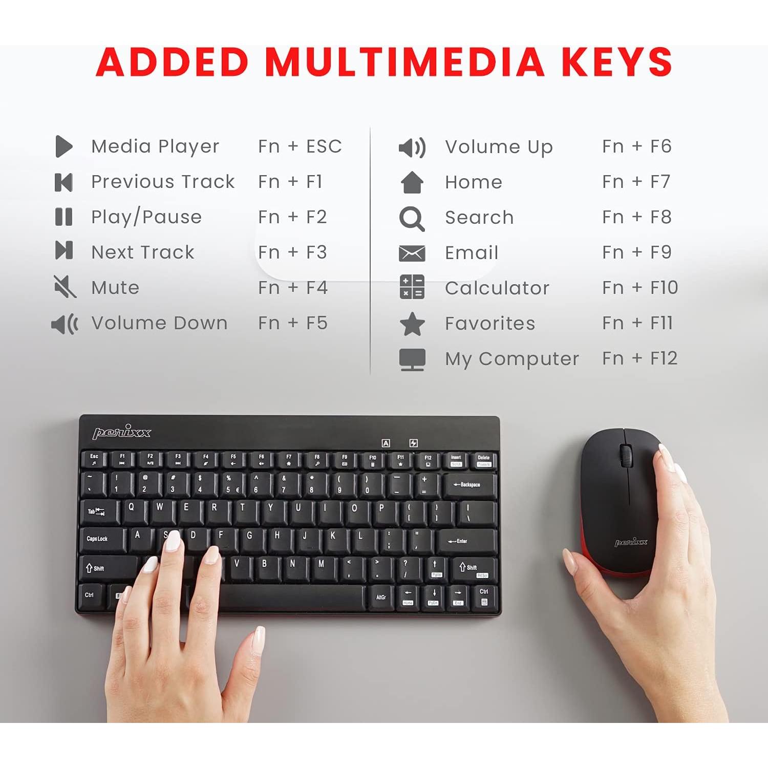 Teclado y Ratón Inalámbricos Perixx PERIDUO-712B Negro