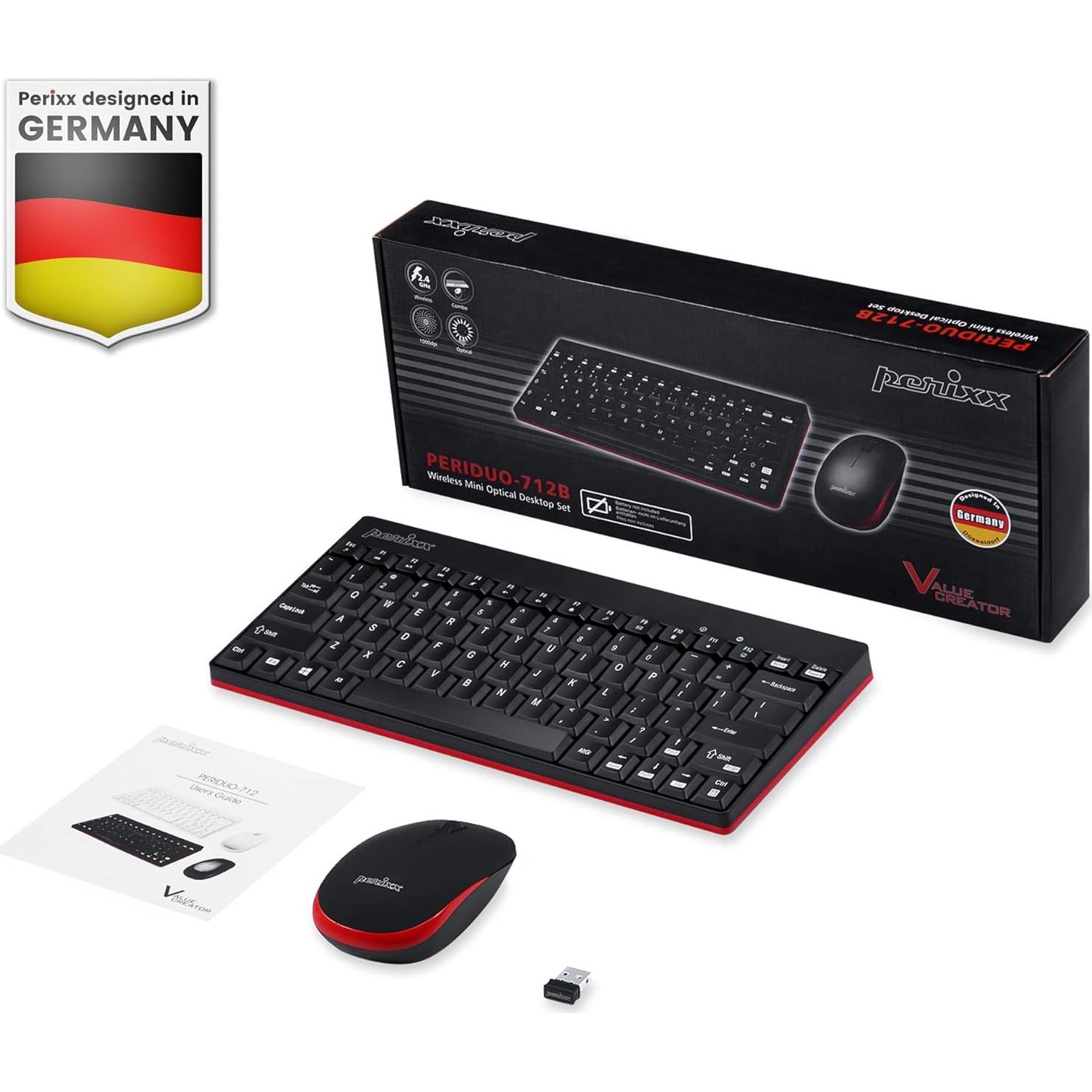 Teclado y Ratón Inalámbricos Perixx PERIDUO-712B Negro