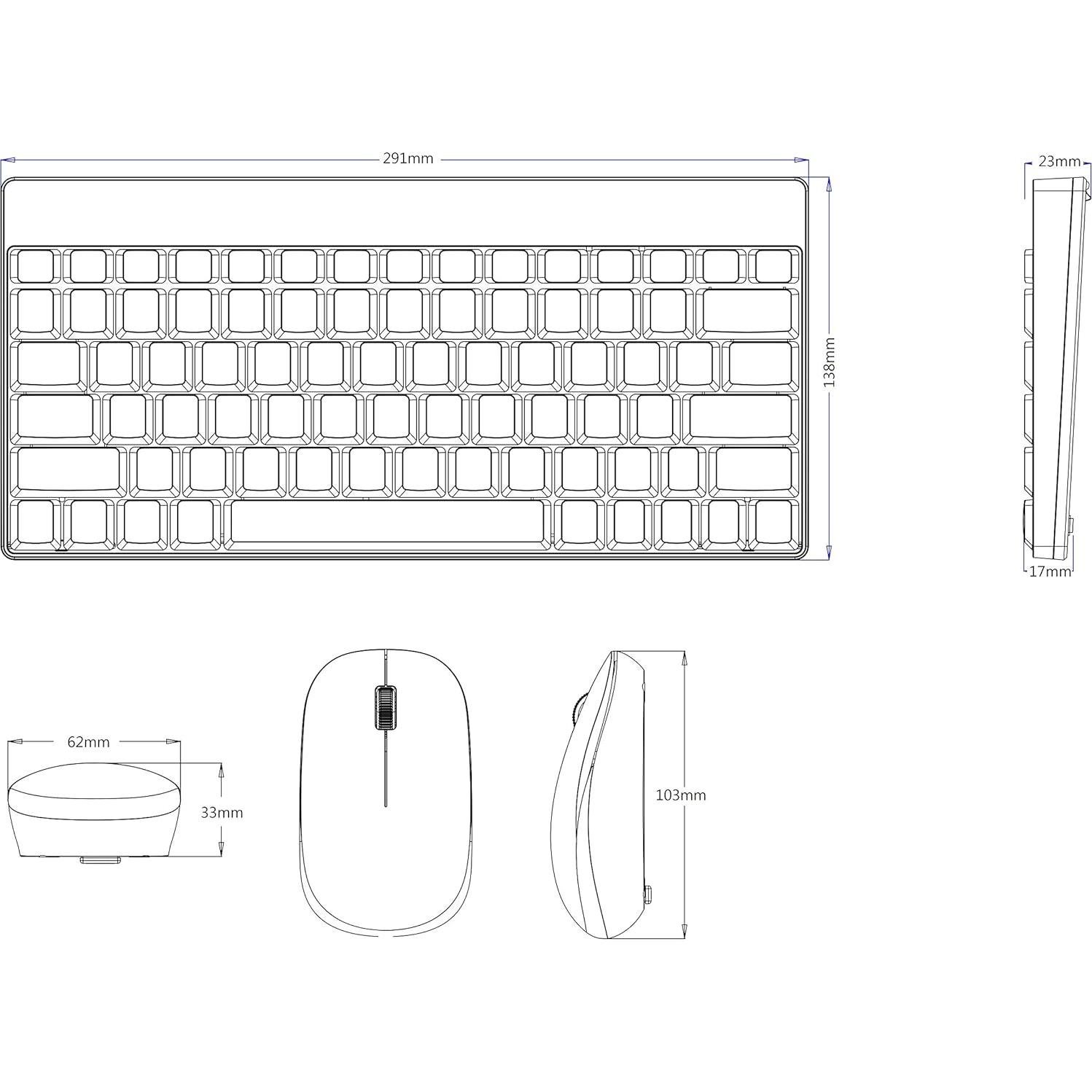 Teclado y Ratón Inalámbricos Perixx PERIDUO-712B Negro