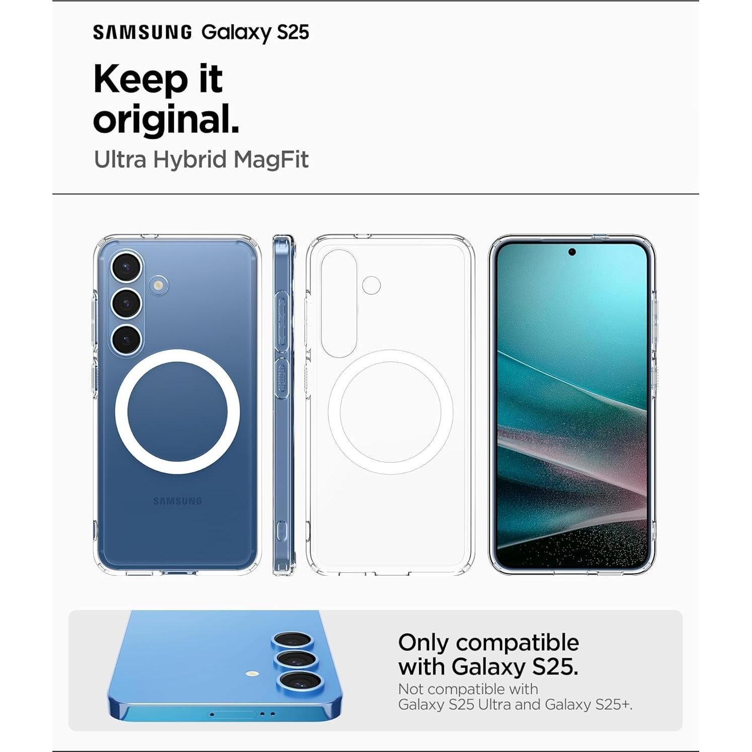 Funda Spigen Ultra Hybrid MagFit para Galaxy S25 - Blanco