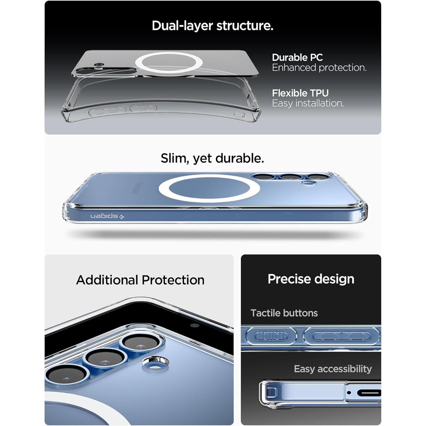 Funda Spigen Ultra Hybrid MagFit para Galaxy S25 - Blanco