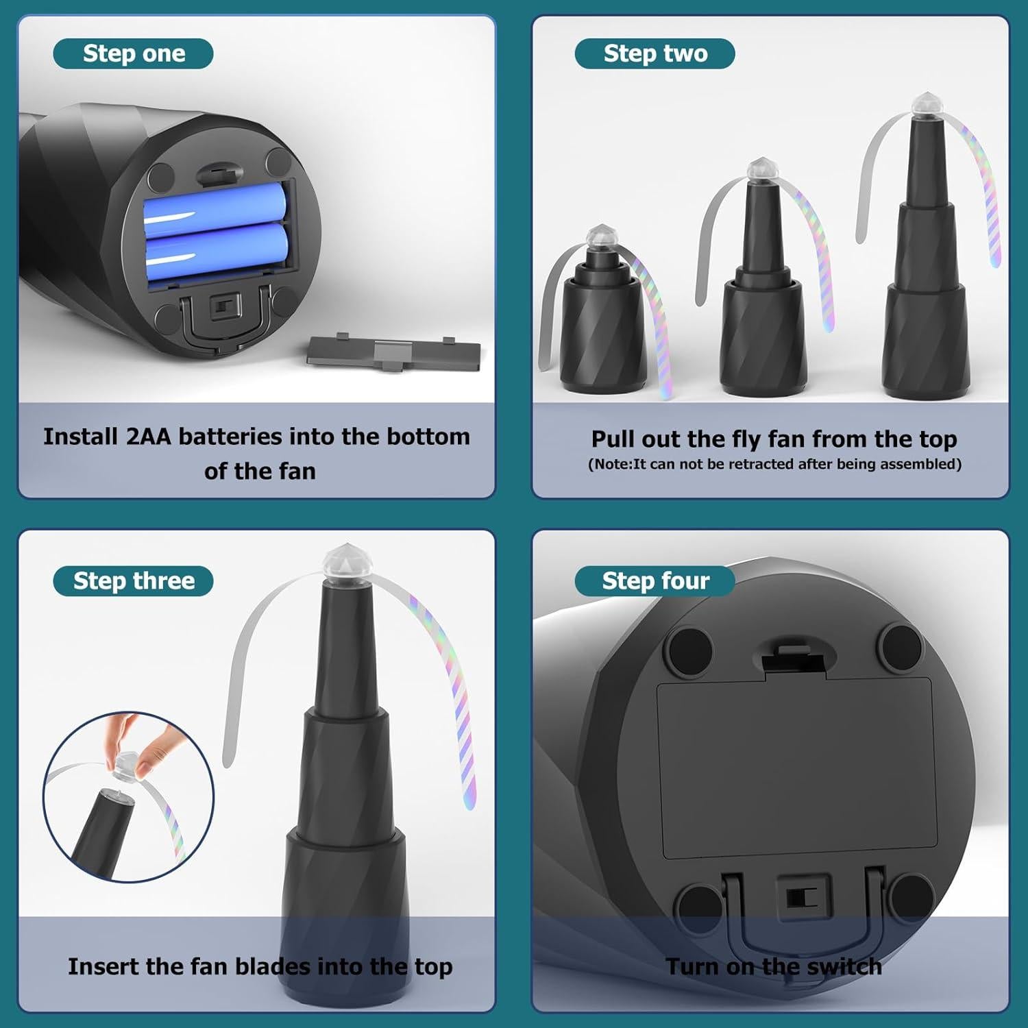 Ventilador Portátil RUN HELIX para Comida Ajustable Negro