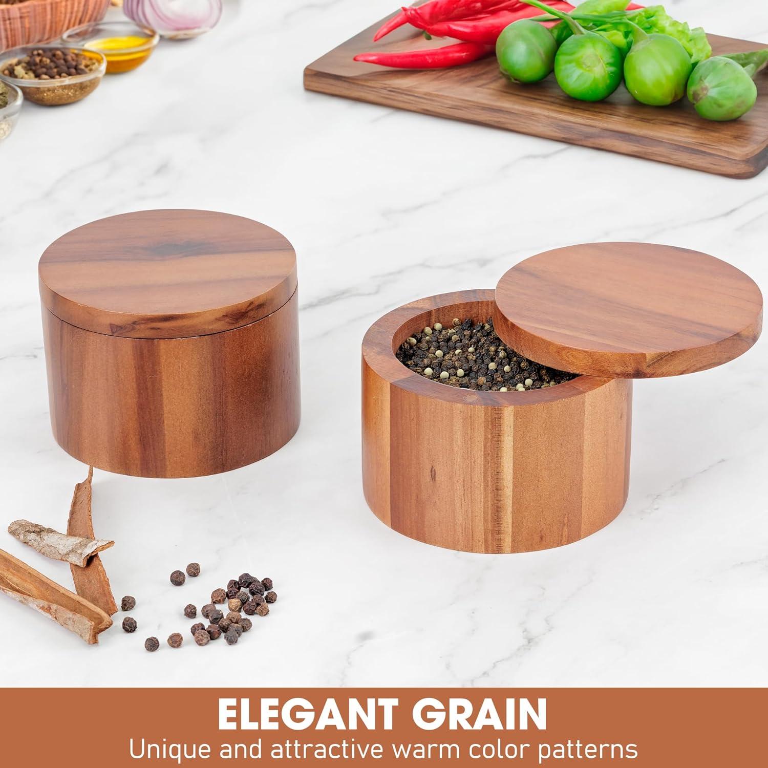 Cajón de Sal de Acacia Demigo 255g con Tapa Giratoria