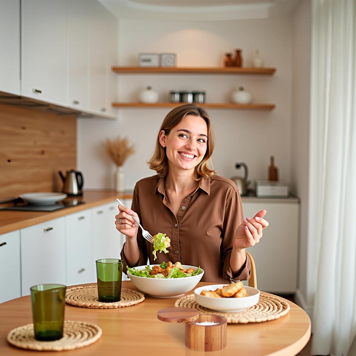 Cajón de Sal de Acacia Demigo 255g con Tapa Giratoria