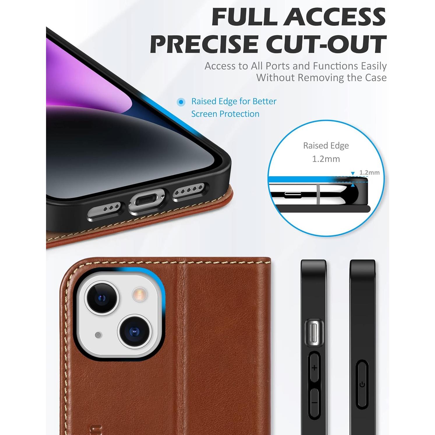 Funda SHIELDON para iPhone 14 6.1" 2022, Cuero con RFID