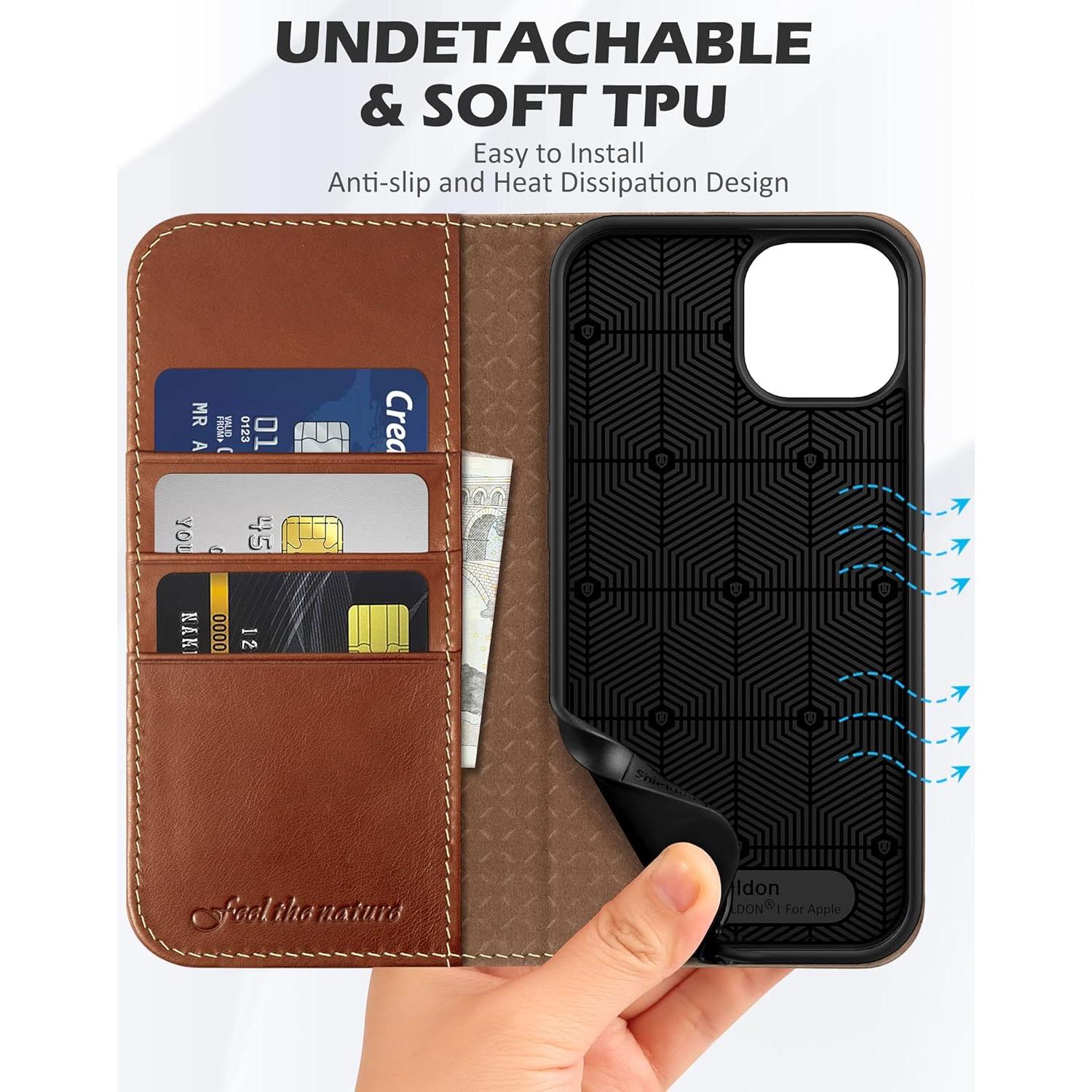 Funda SHIELDON para iPhone 14 6.1" 2022, Cuero con RFID