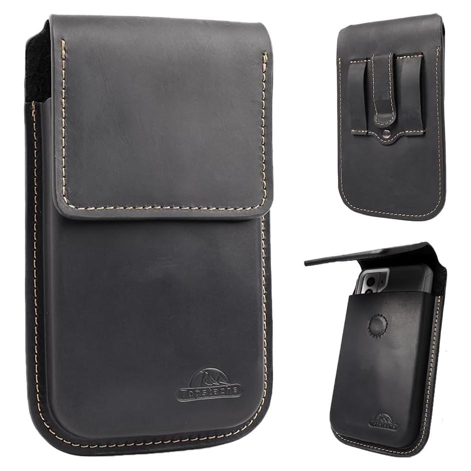 Funda de cuero Topstache XL para smartphone Negro