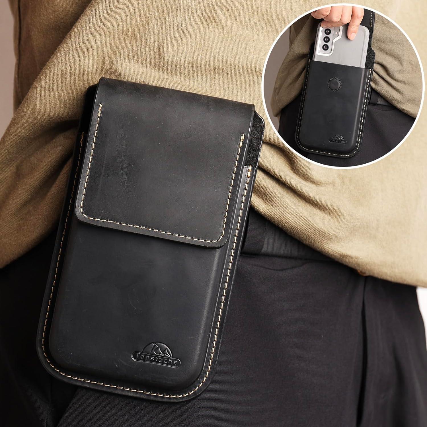 Funda de cuero Topstache XL para smartphone Negro