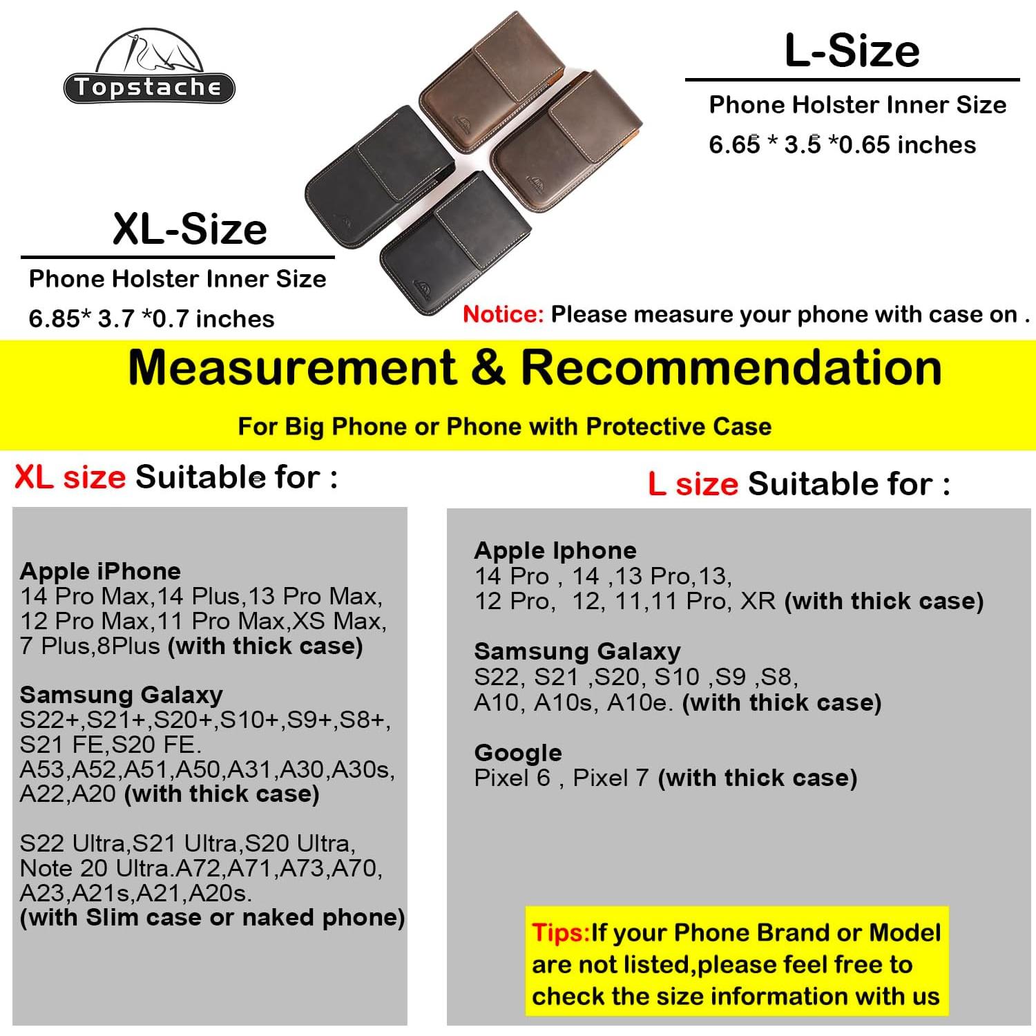 Funda de cuero Topstache XL para smartphone Negro