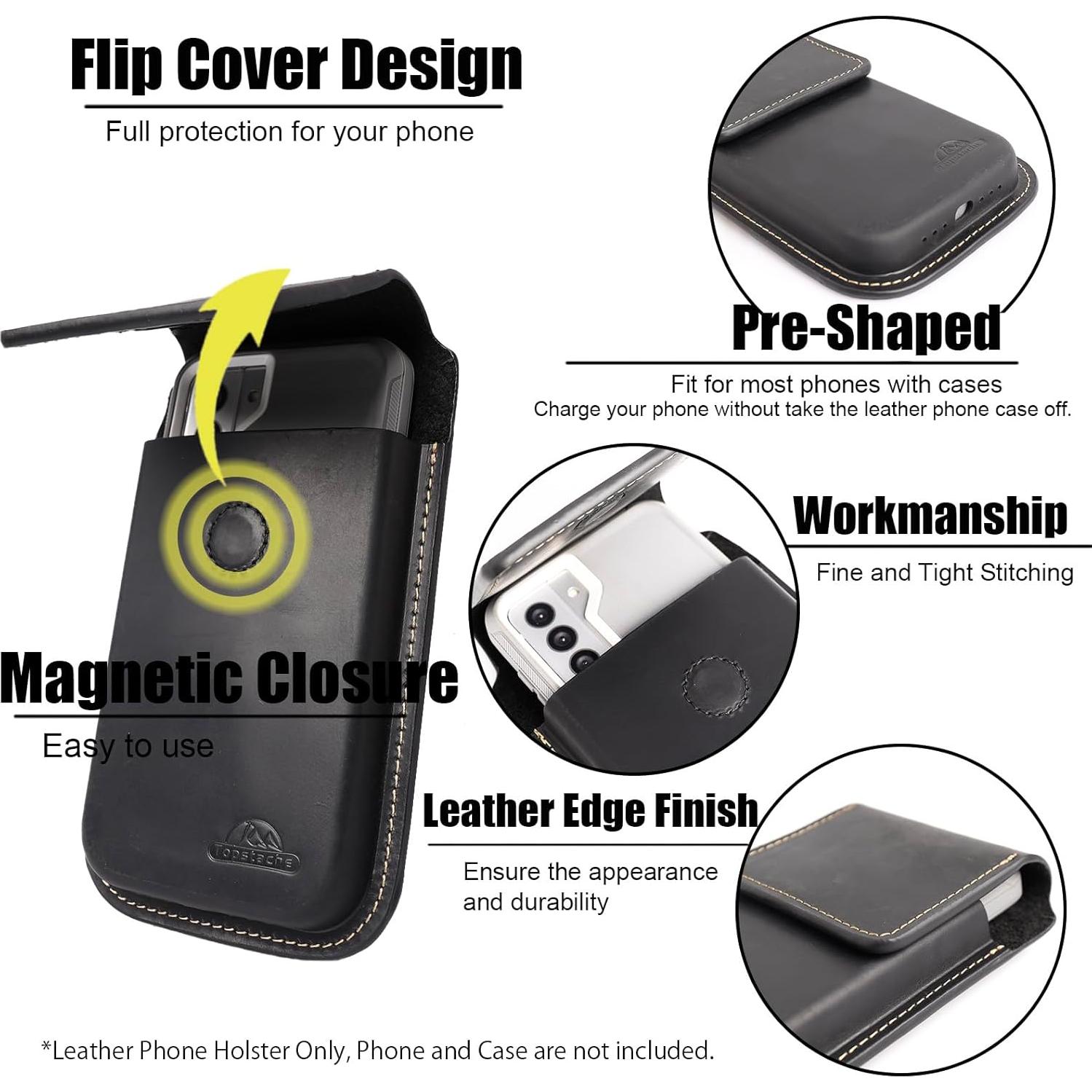 Funda de cuero Topstache XL para smartphone Negro