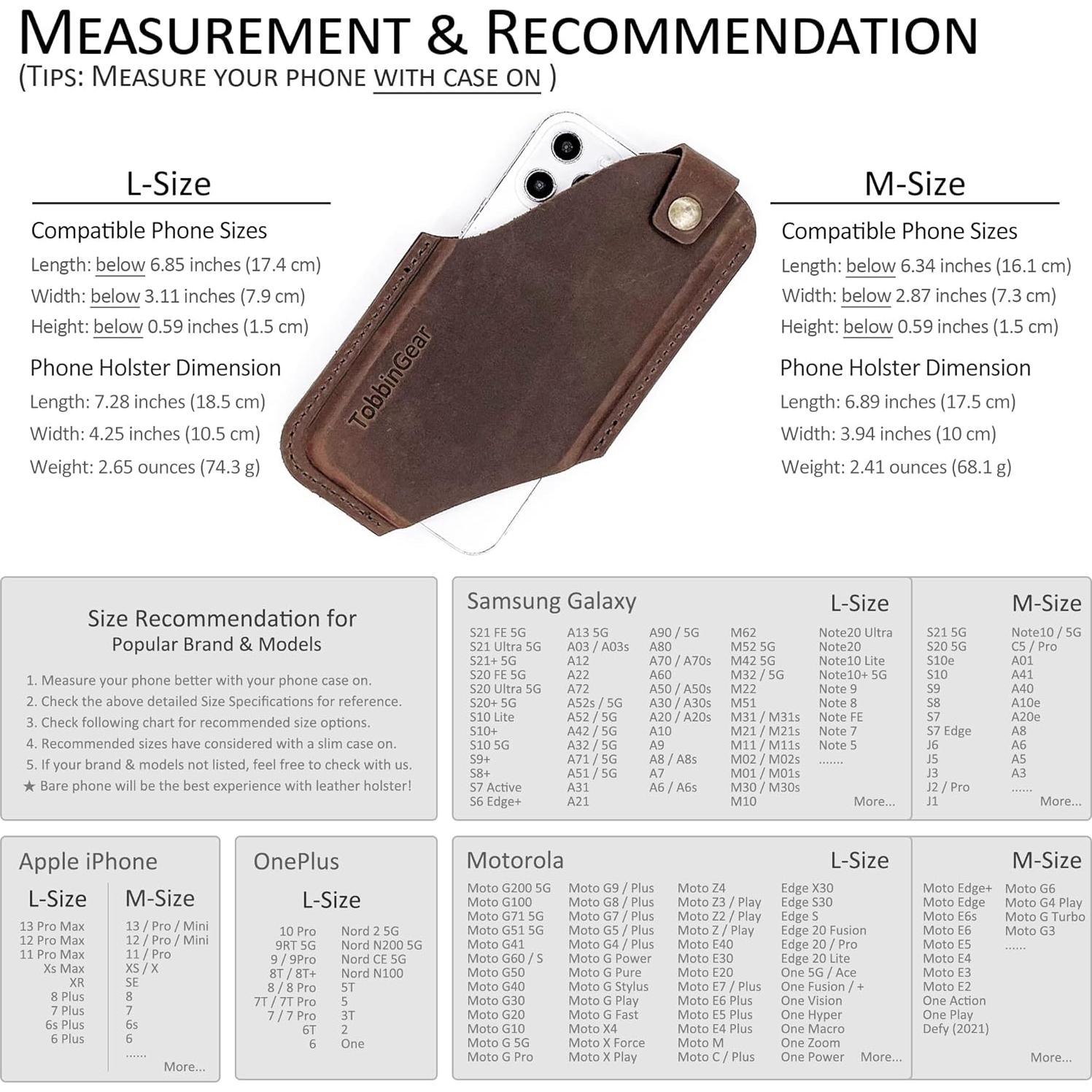 Funda de cuero TobbinGear para celular con clip marrón