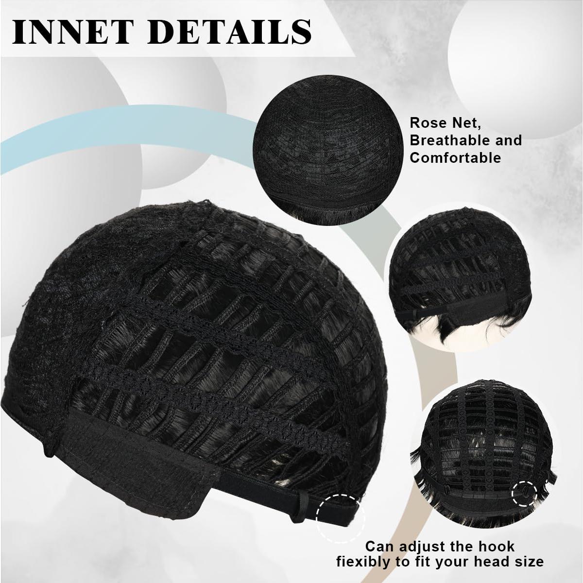 Peluca Corta Negra para Hombres TOPHR 15 cm Resistente al Calor