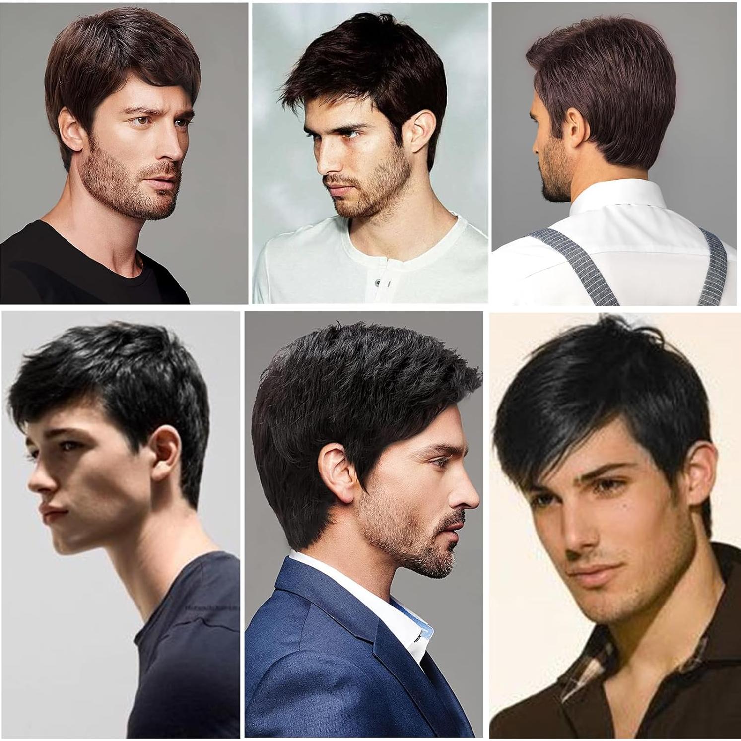 Peluca Corta Negra para Hombres TOPHR 15 cm Resistente al Calor