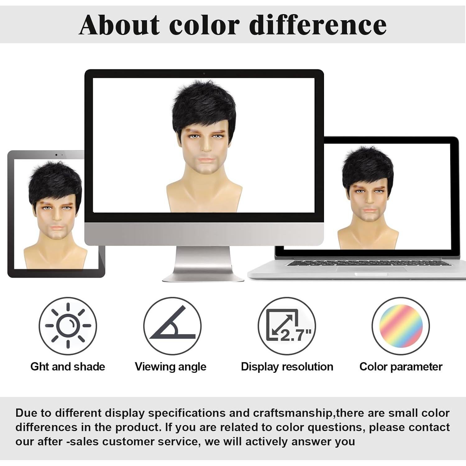 Peluca Corta Negra para Hombres TOPHR 15 cm Resistente al Calor