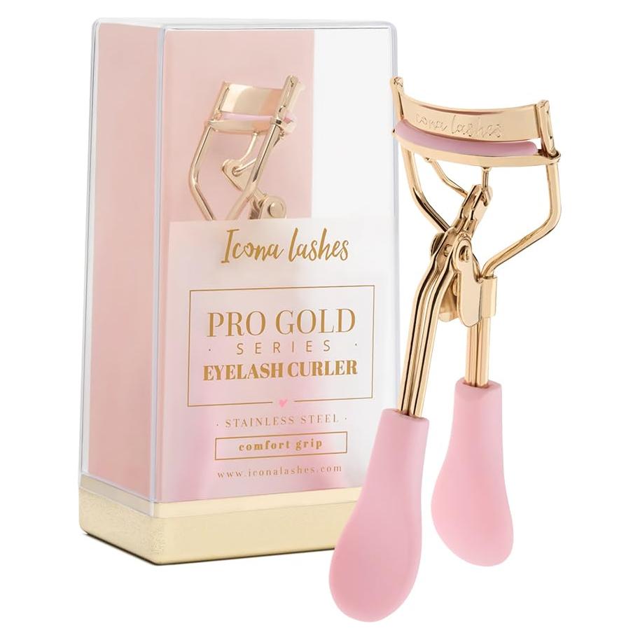 Rizador de Pestañas Icona Lashes Oro 24K con Almohadillas