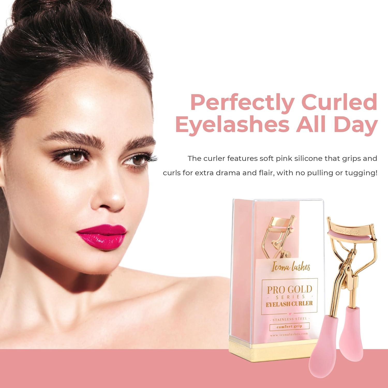 Rizador de Pestañas Icona Lashes Oro 24K con Almohadillas