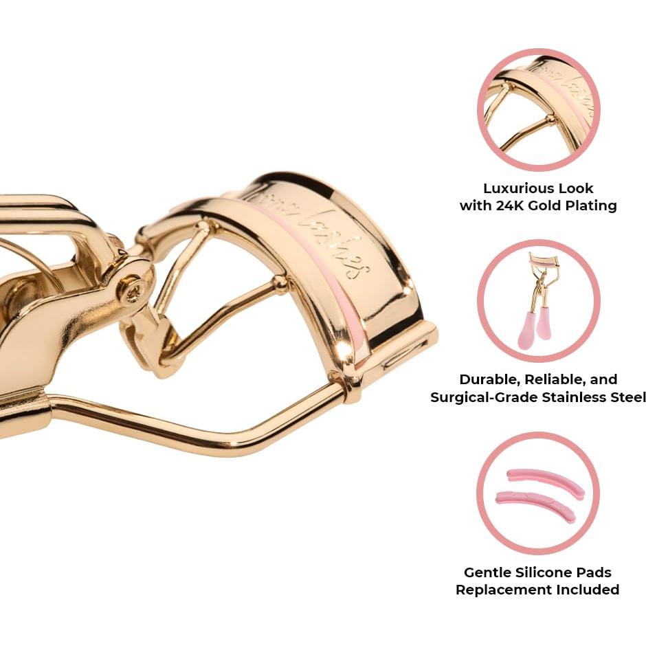 Rizador de Pestañas Icona Lashes Oro 24K con Almohadillas