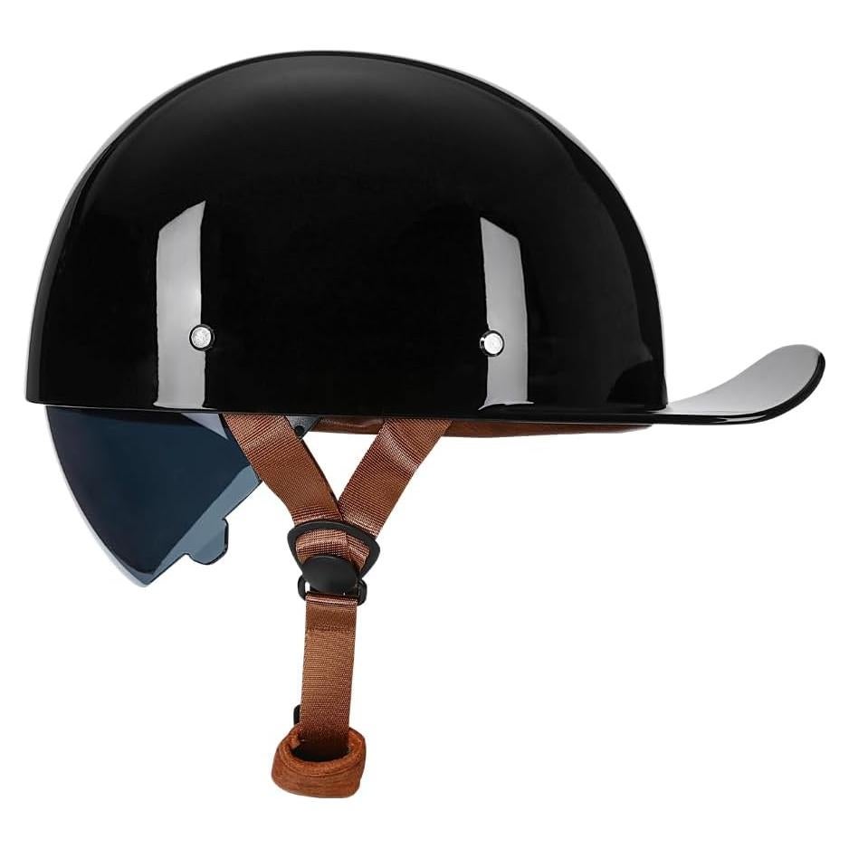 Casco de Motocicleta Woljay Jr108 Retro Negro Brillante Mediano