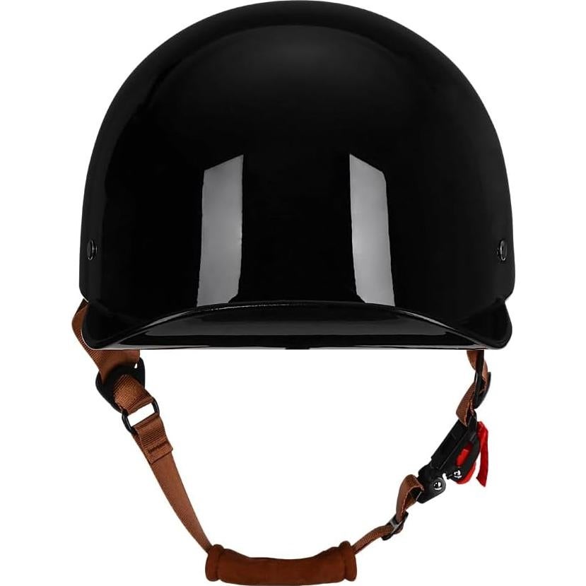 Casco de Motocicleta Woljay Jr108 Retro Negro Brillante Mediano