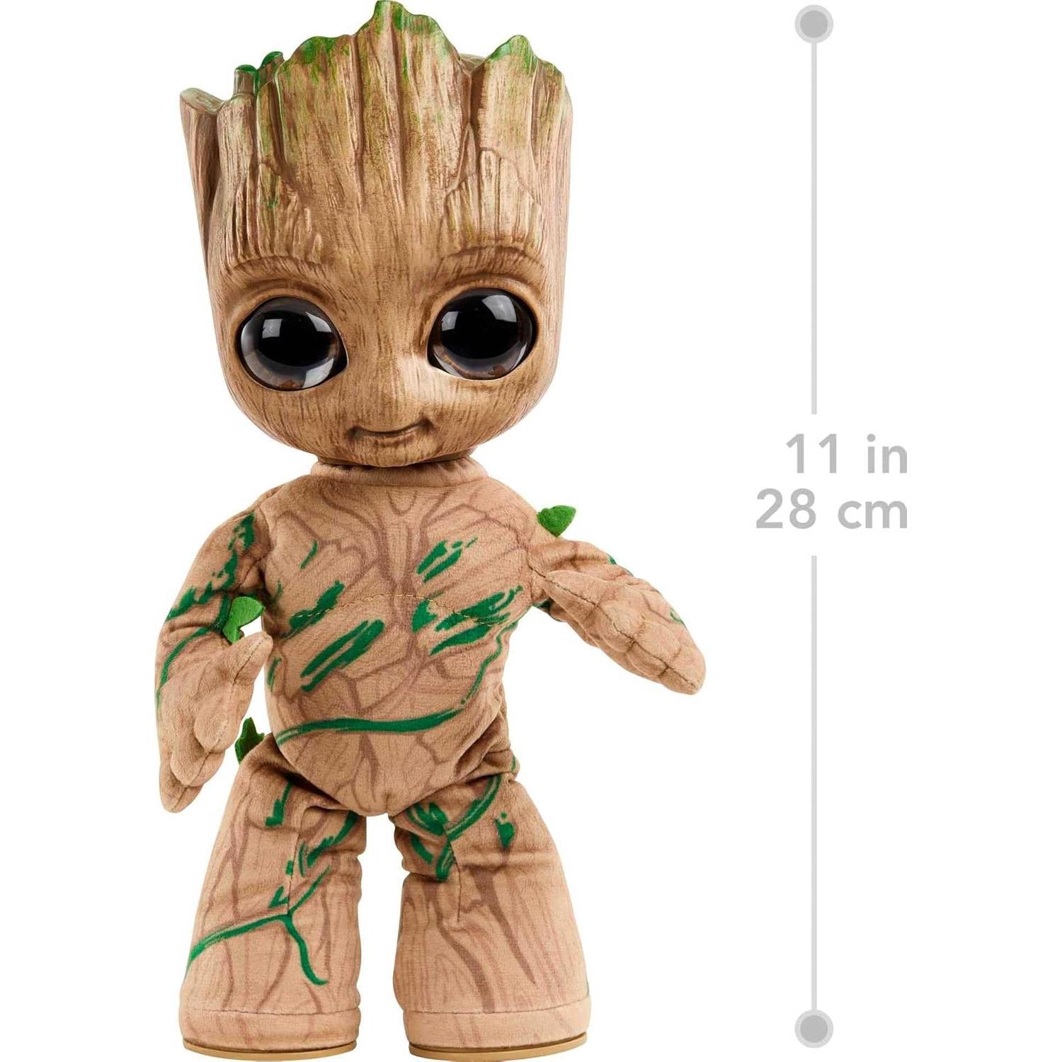 Mattel Marvel Plush, Groovin’ Groot Dancing & Talking Figure from the Disney+ Series I Am Groot, Soft Toy for Kids, Fans & Collectors