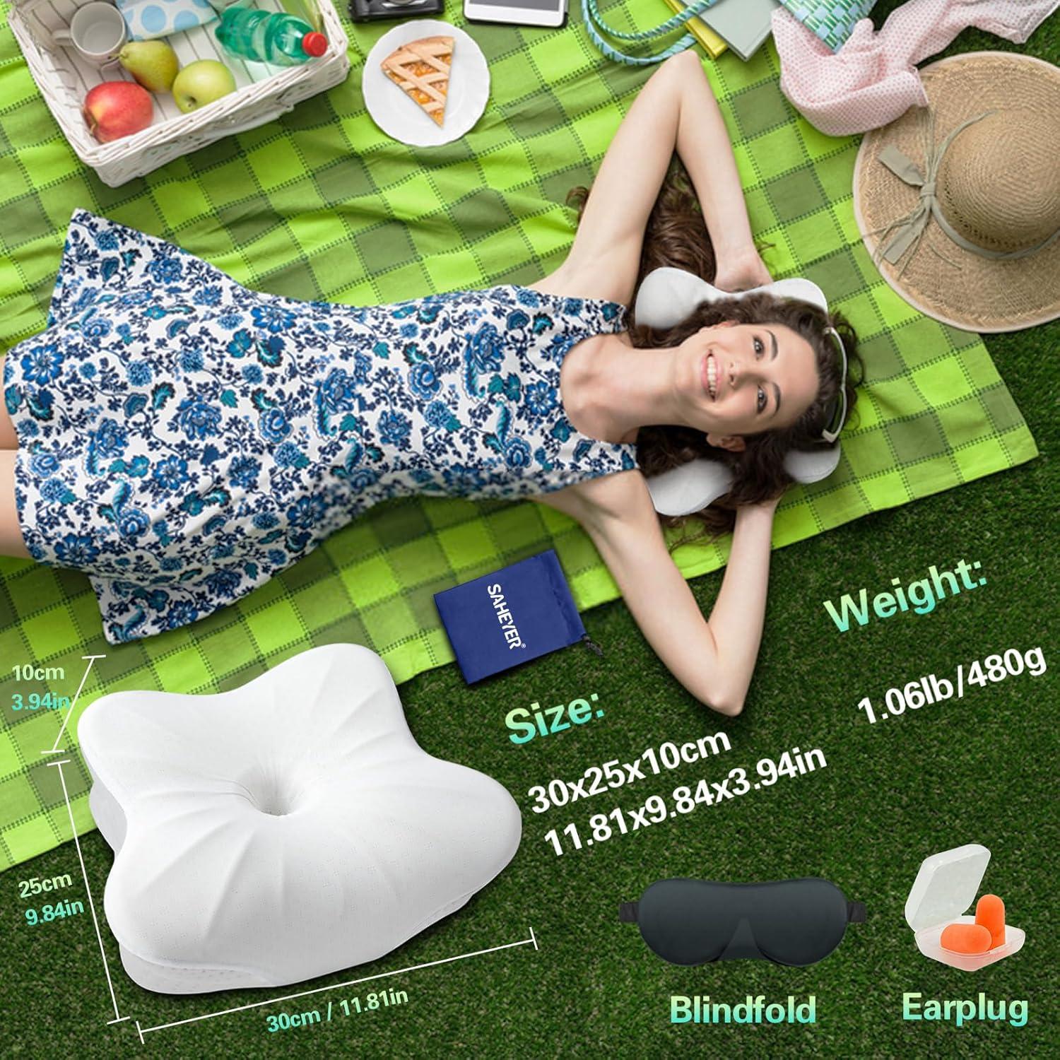 Almohada Cervical Viscoelástica SAHEYER para Camping 30x25cm