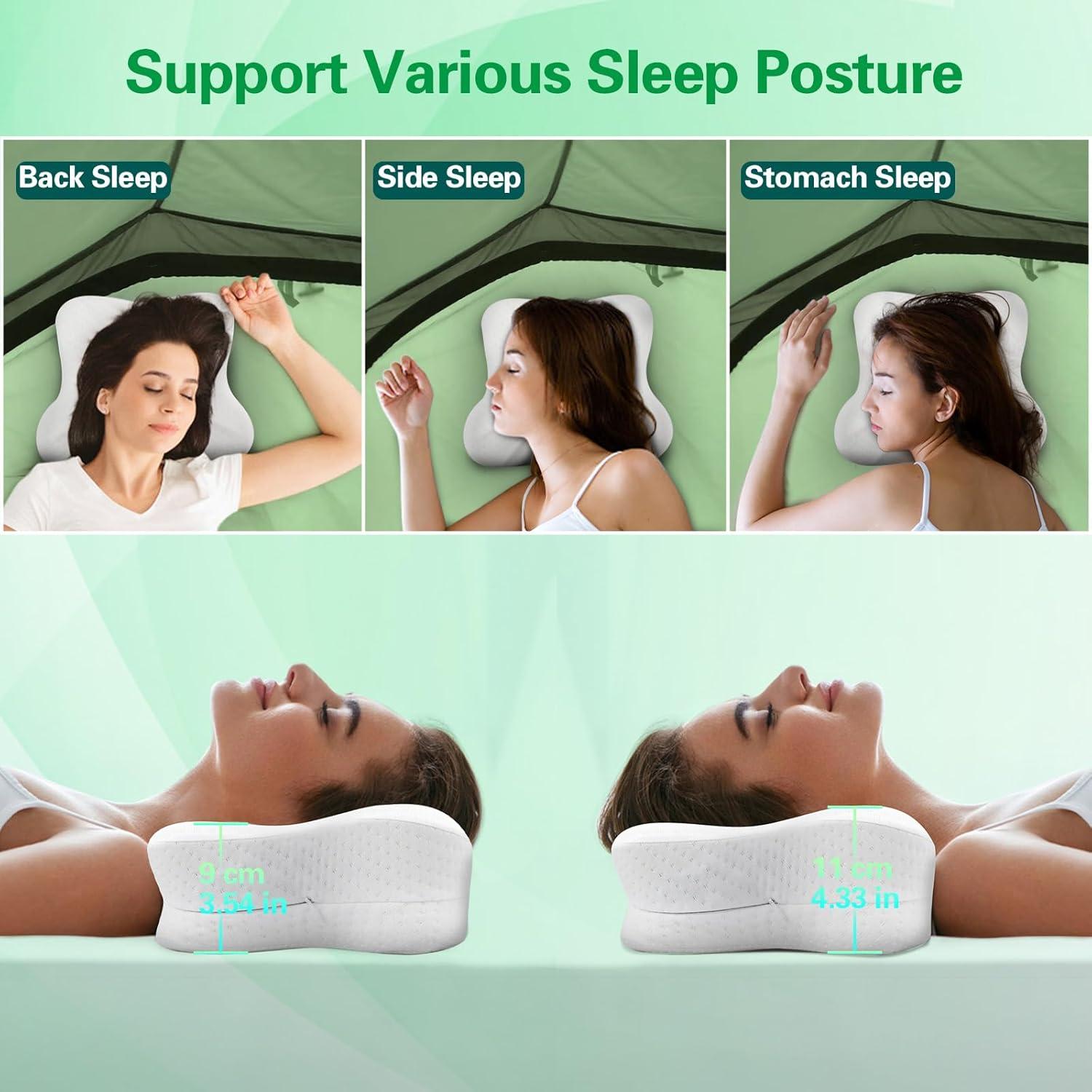 Almohada Cervical Viscoelástica SAHEYER para Camping 30x25cm