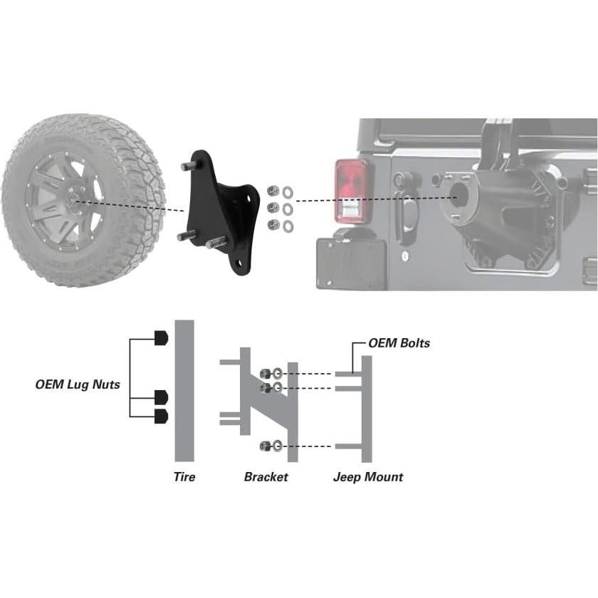Soporte de llanta de repuesto Extreme Max 5001.5797 para Jeep JK