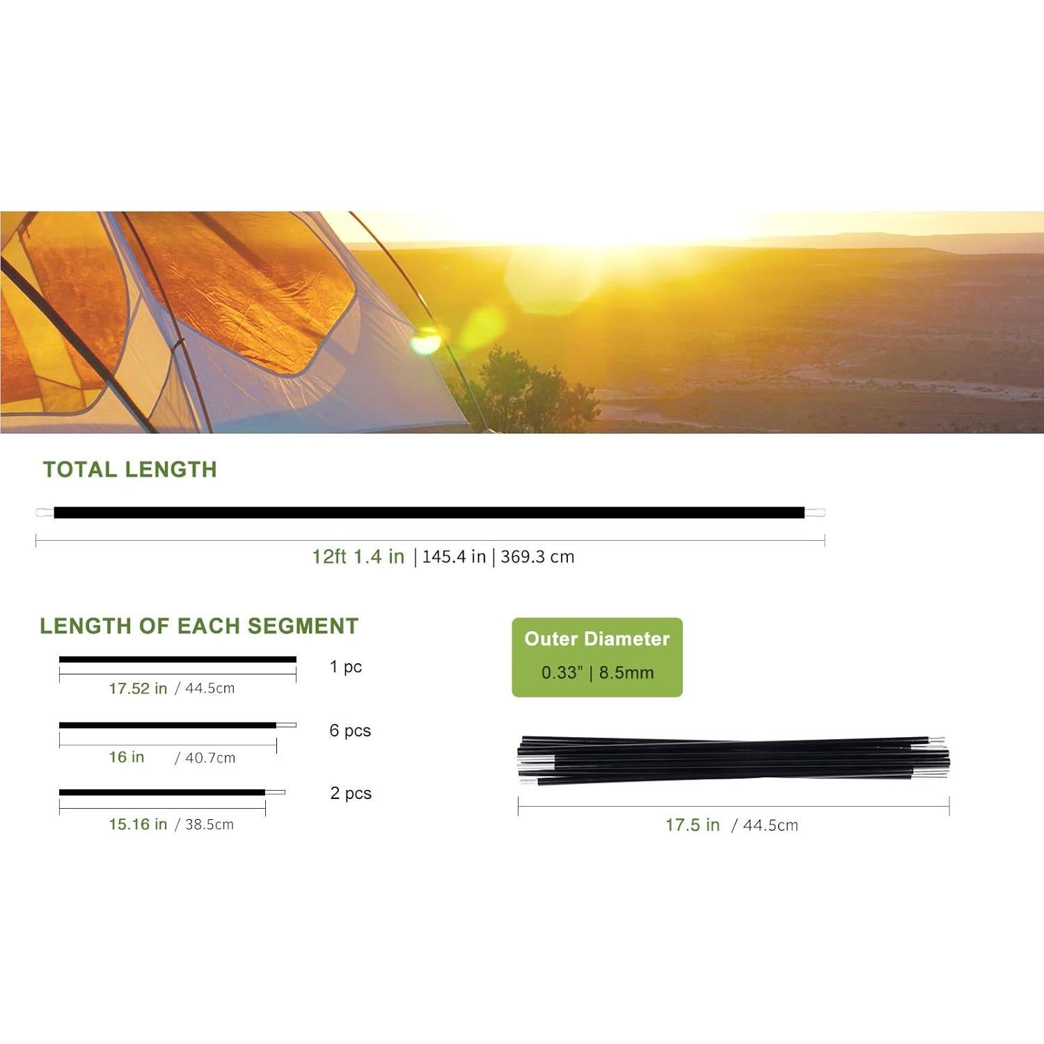 Postes de Tienda BRILLIANCE4U Aluminio 2 Piezas 369.3 cm