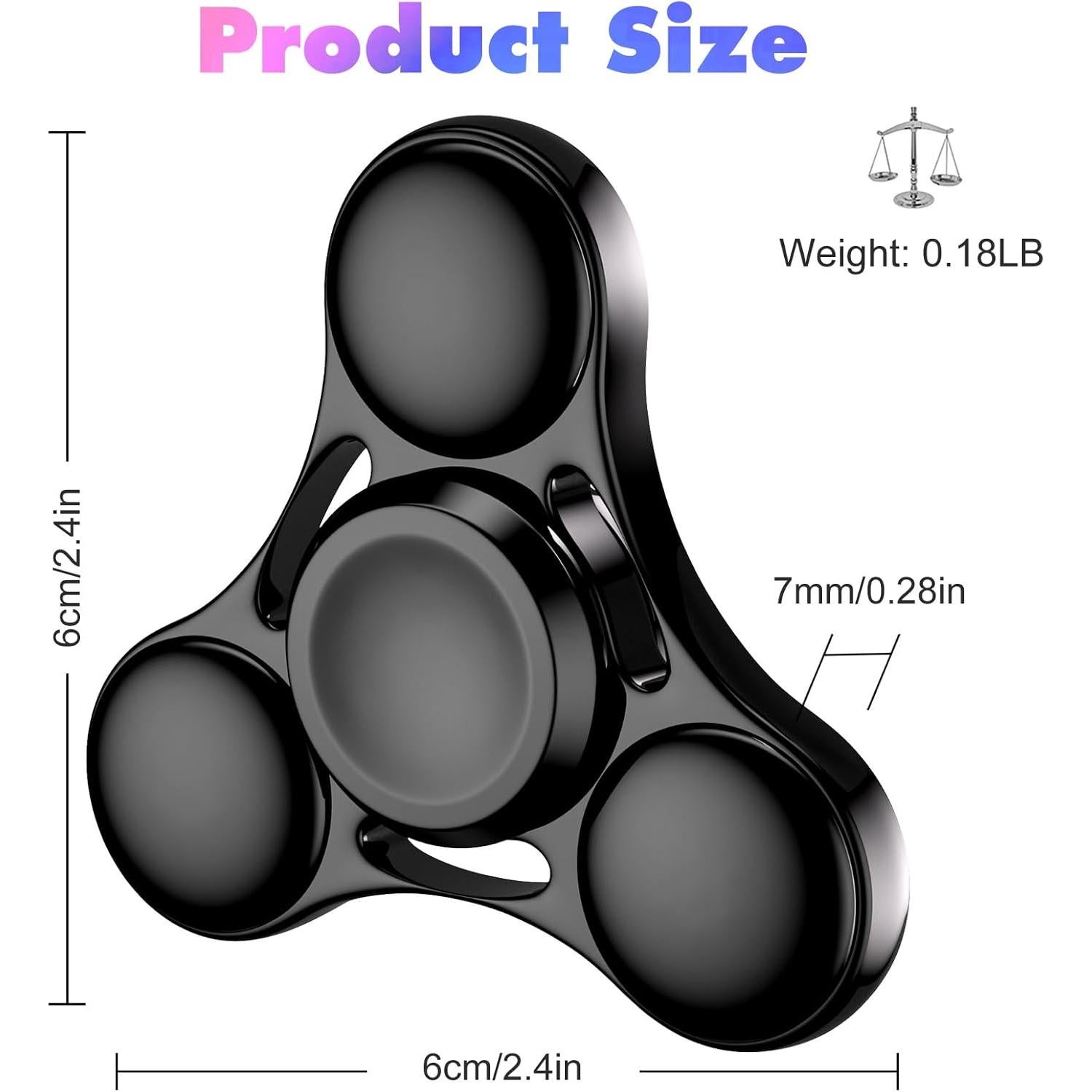 Spinner Fidget Metálico AUKARENY Negro 6.1 cm Alivio Estrés