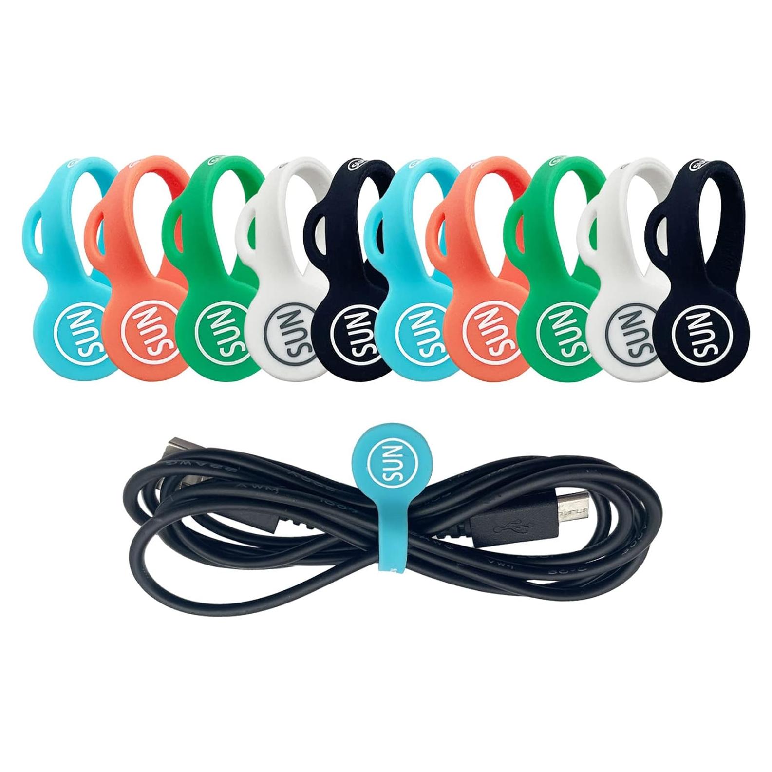 SUNFICON Paquete de 10 Organizadores de Cables Multicolor
