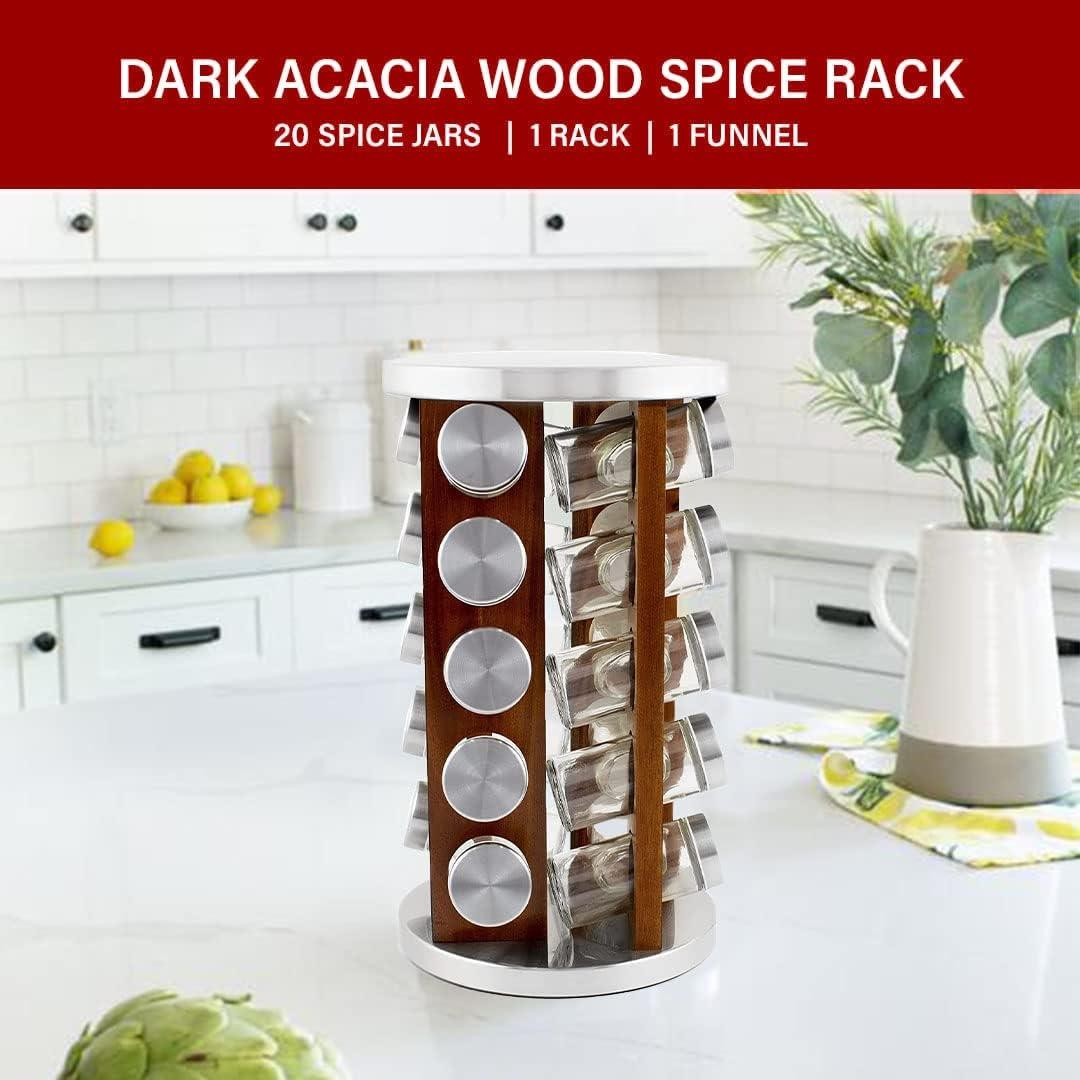 Estante de Especias Orii de Madera de Acacia con 20 Tarros