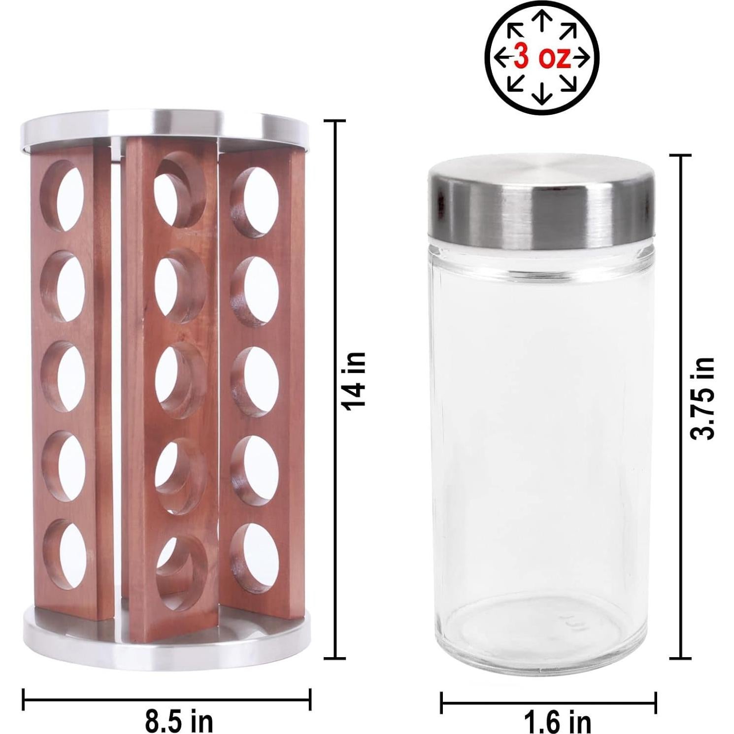 Estante de Especias Orii de Madera de Acacia con 20 Tarros