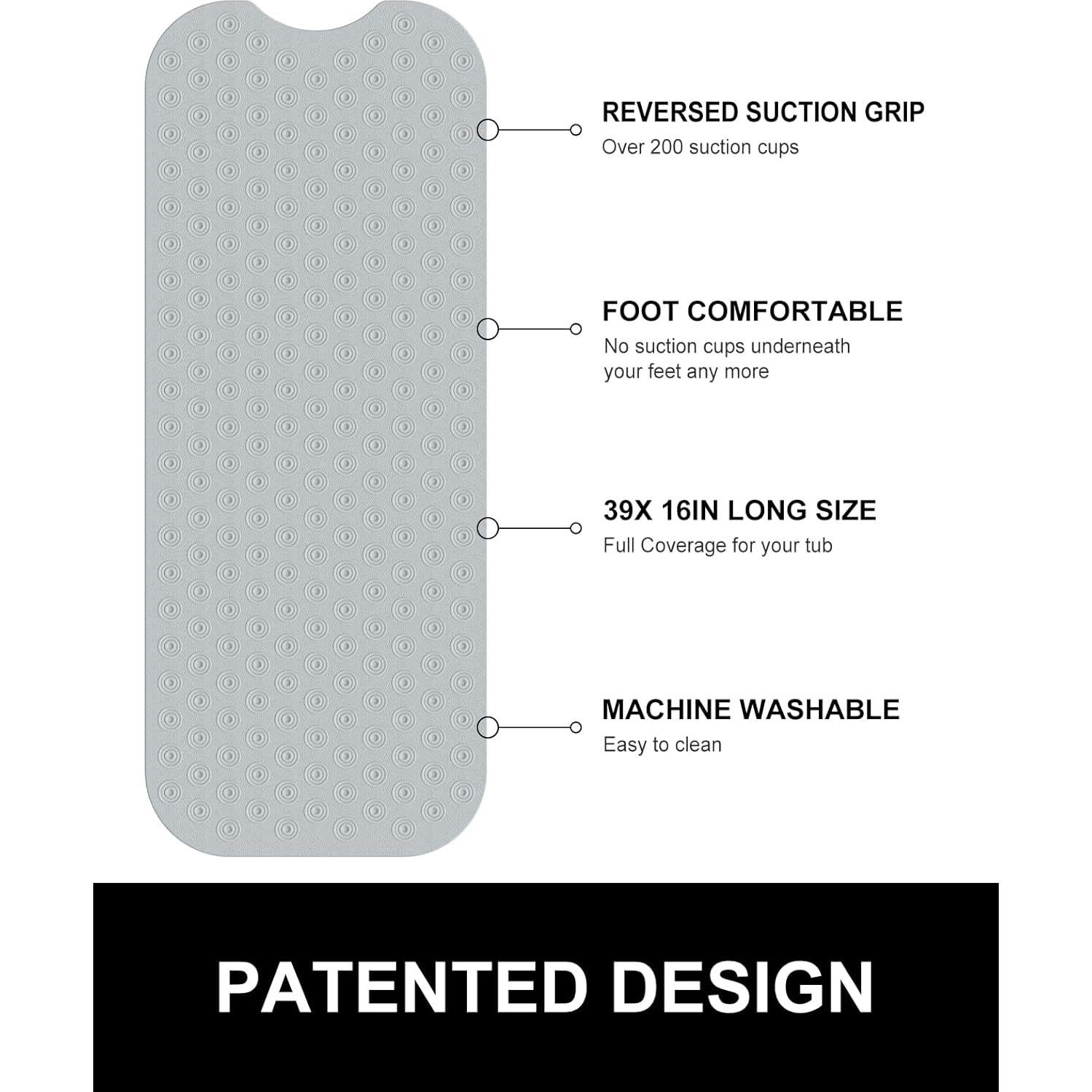 Tapete de Baño OTHWAY Antideslizante 99x41 cm Goma Gris