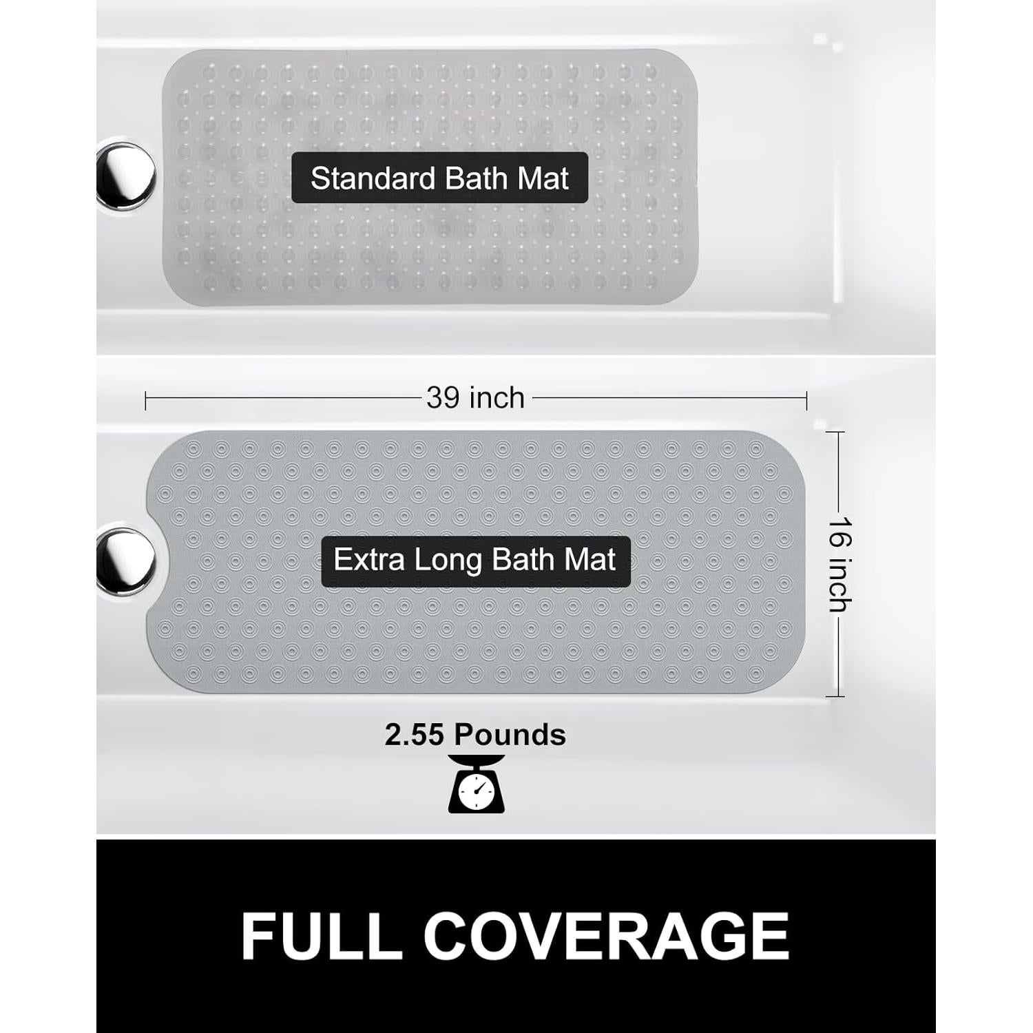 Tapete de Baño OTHWAY Antideslizante 99x41 cm Goma Gris