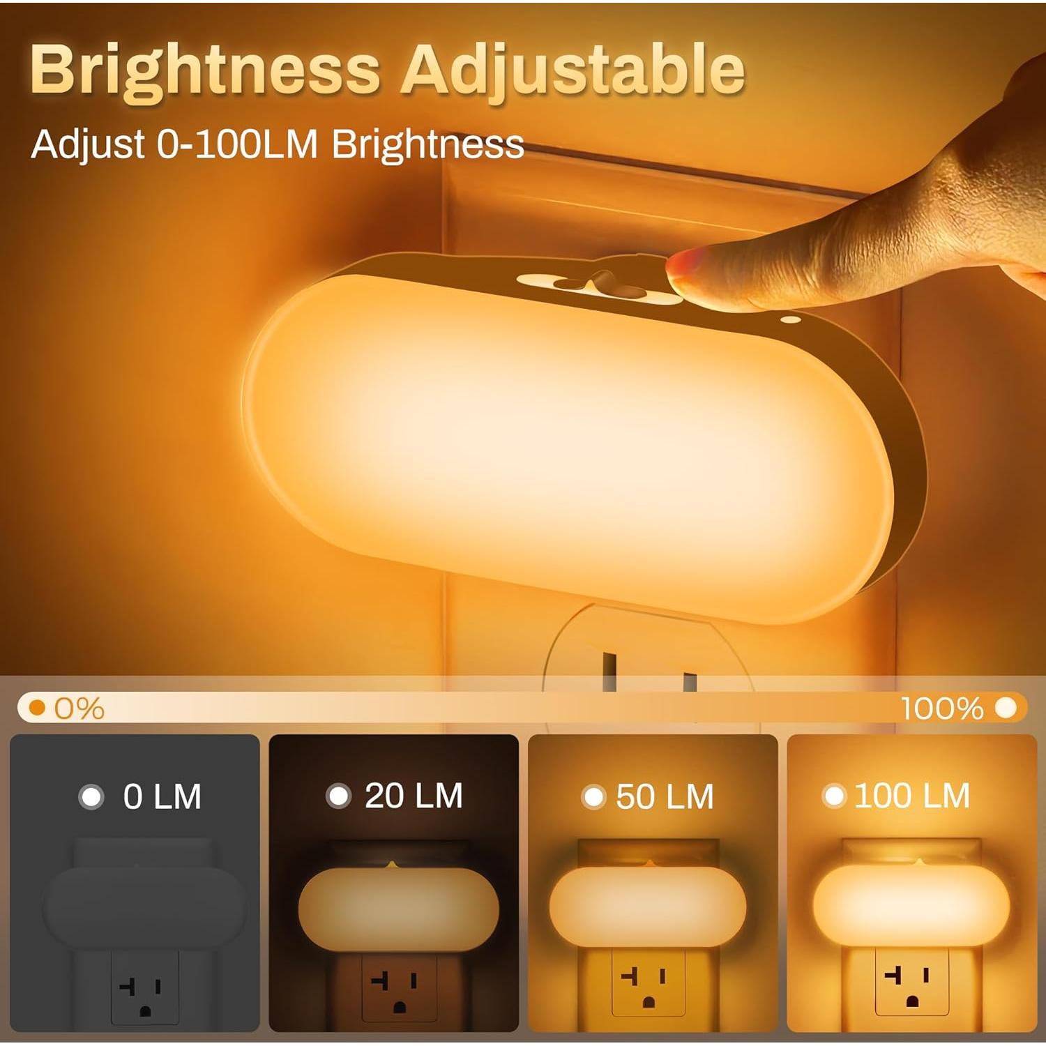 Luz Nocturna DORESshop Ámbar 1W 2 Paquetes con Sensor Automático